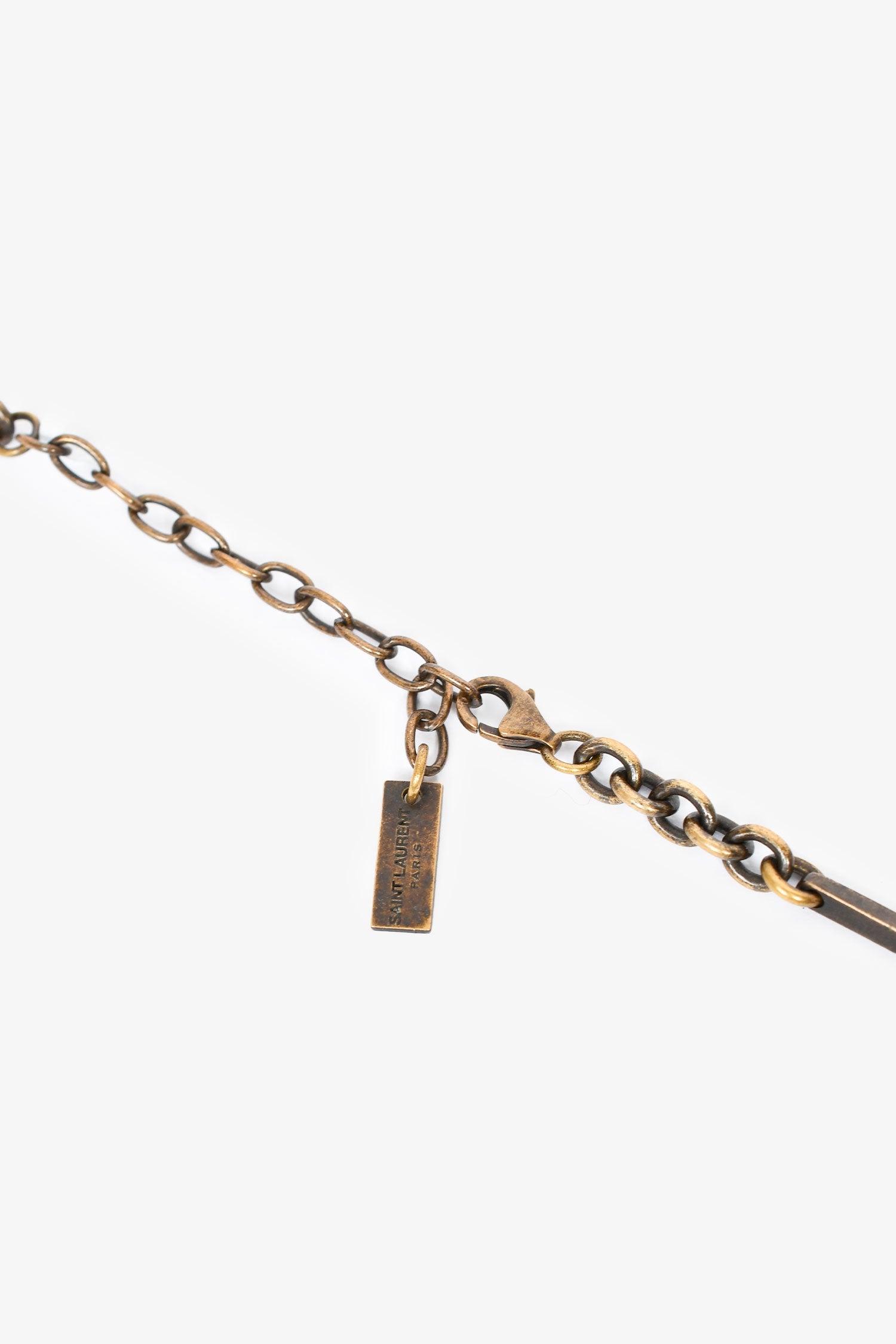 Saint Laurent Faux Pearl/Resin Cross Convertible Pendant Brooch Necklace