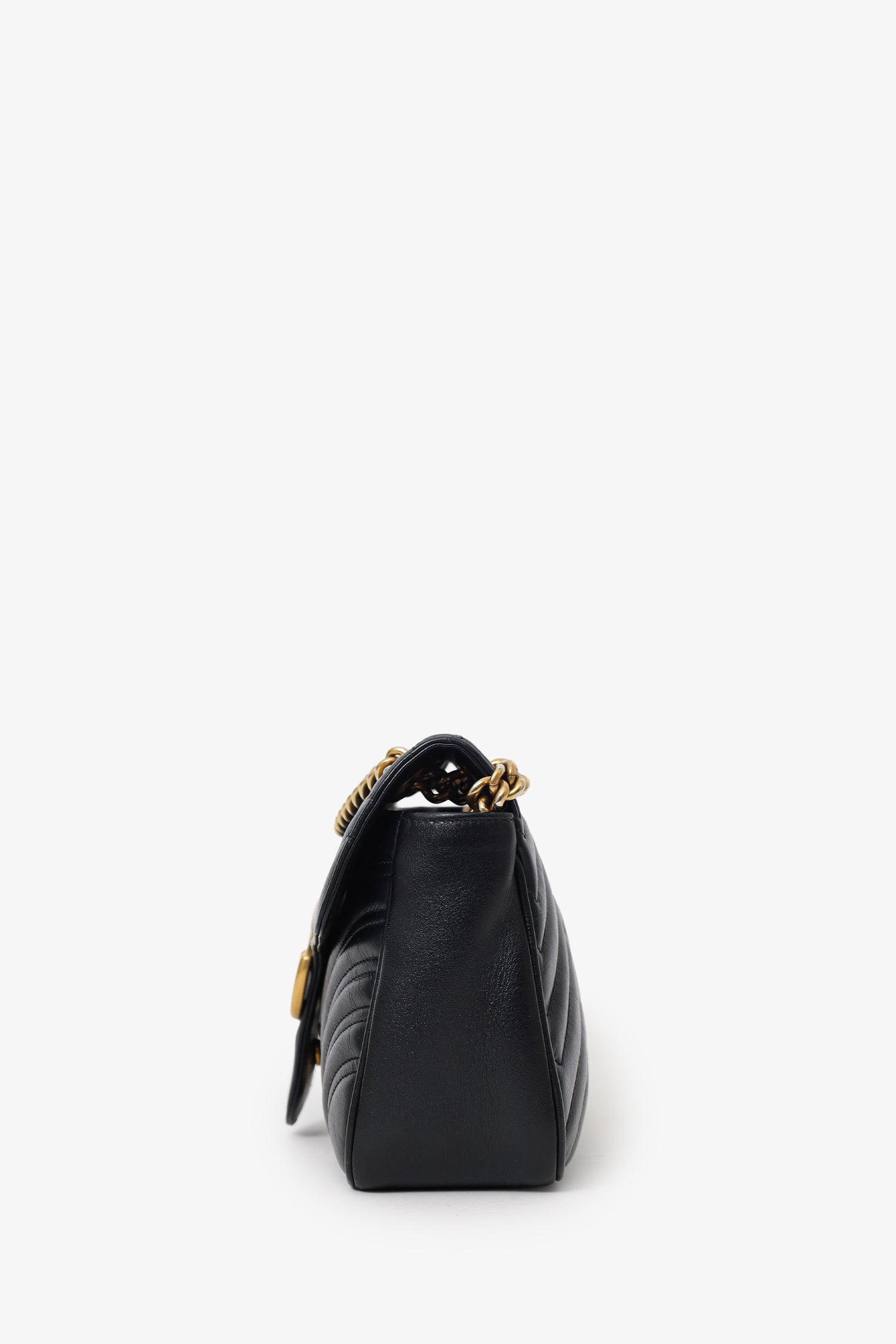 Gucci Black Leather GG Marmont Small Crossbody Bag