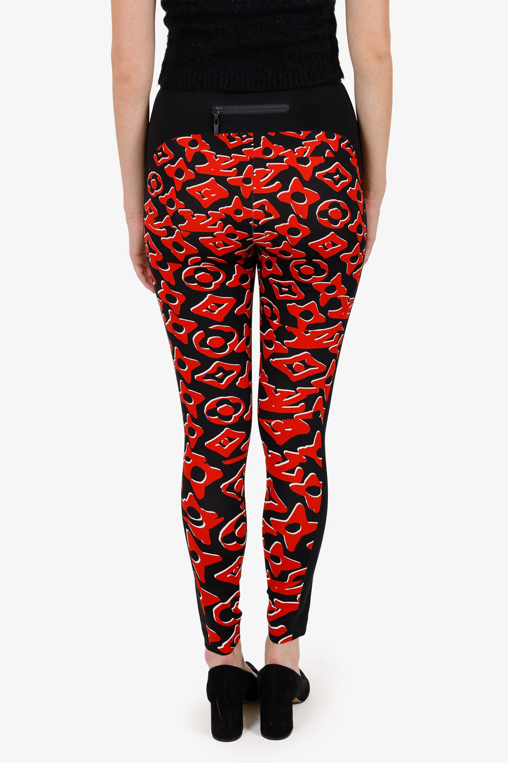 Louis Vuitton X Urs Fischer Red/Black Printed Jersey Leggings Size 36