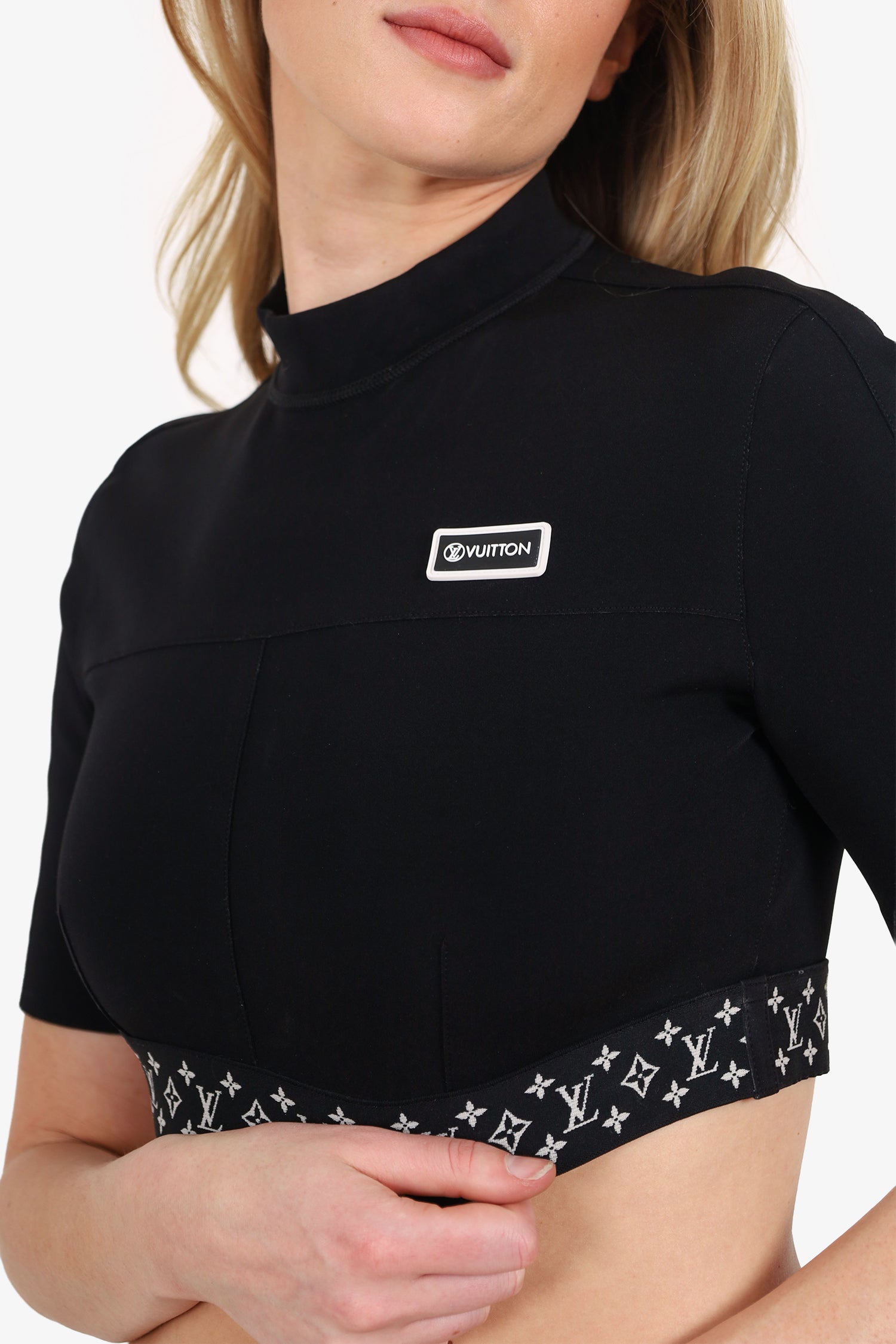 Louis Vuitton Black Jersey Flight Mode Sporty Crop Top Size 40