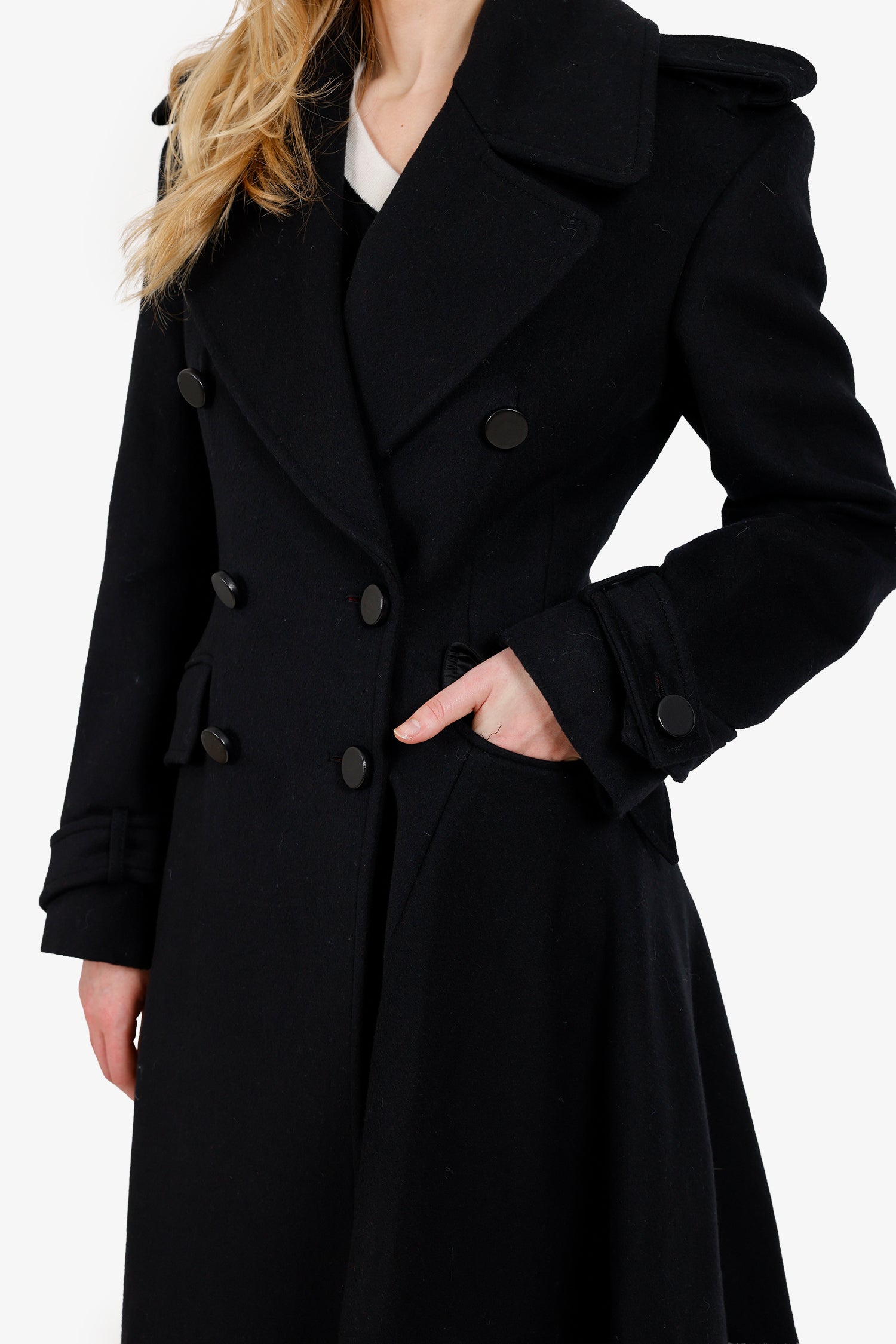 Alexander McQueen Black/Red Cashmere/Wool Fringed Hem Blanket Coat Size 44