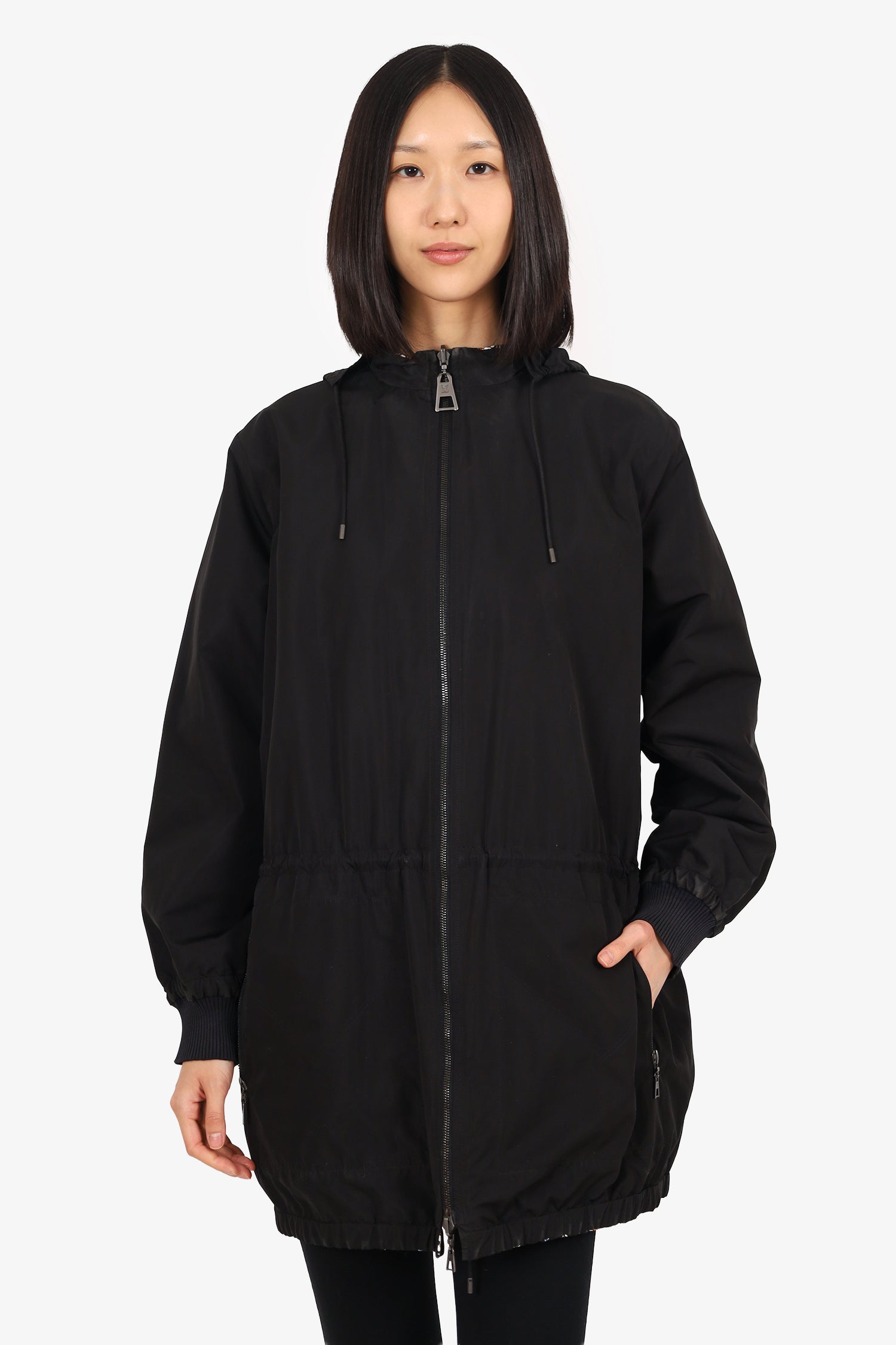 Louis Vuitton Black Monogram Reversible Zip-up Jacket Size 40