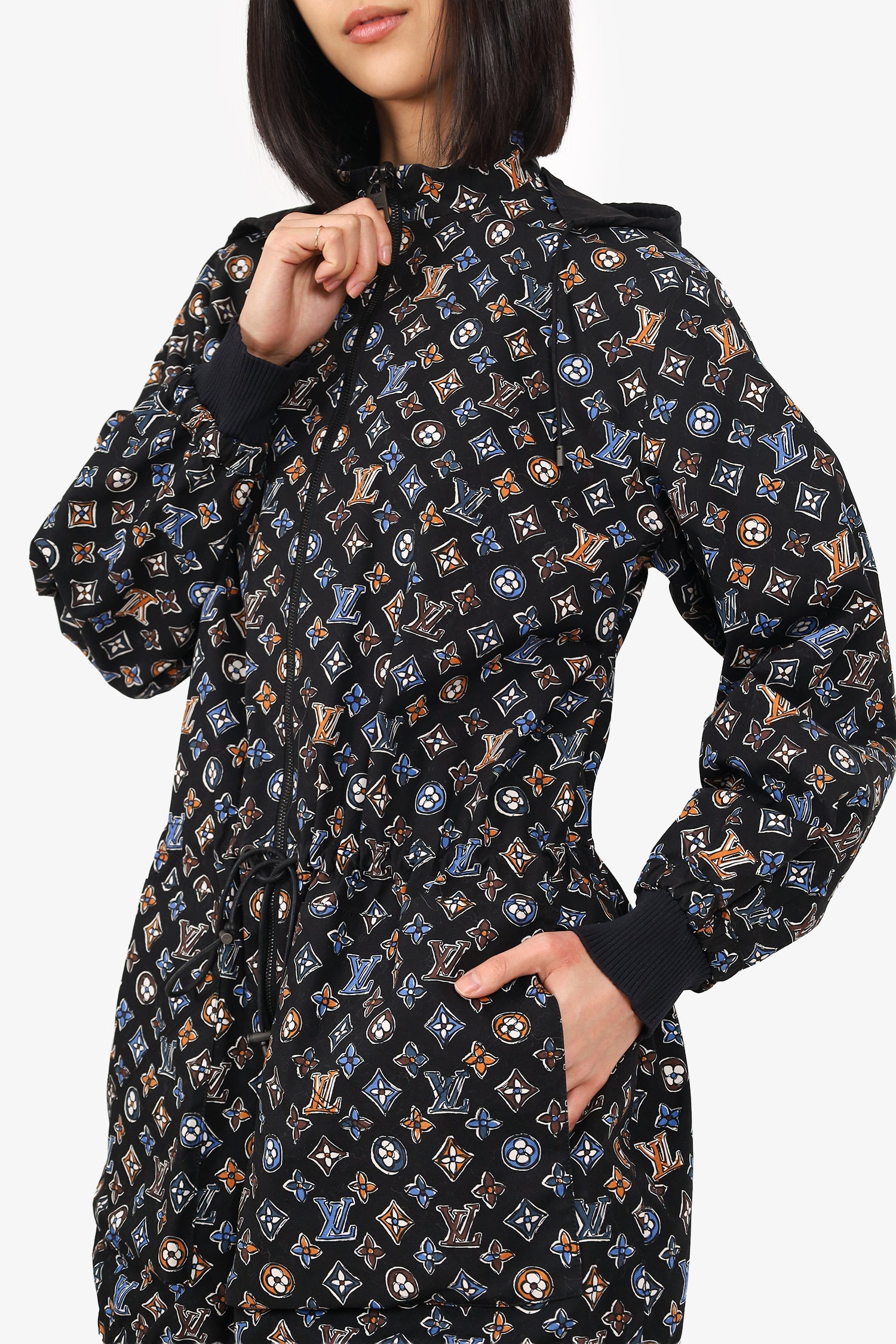 Louis Vuitton Black Monogram Reversible Zip-up Jacket Size 40