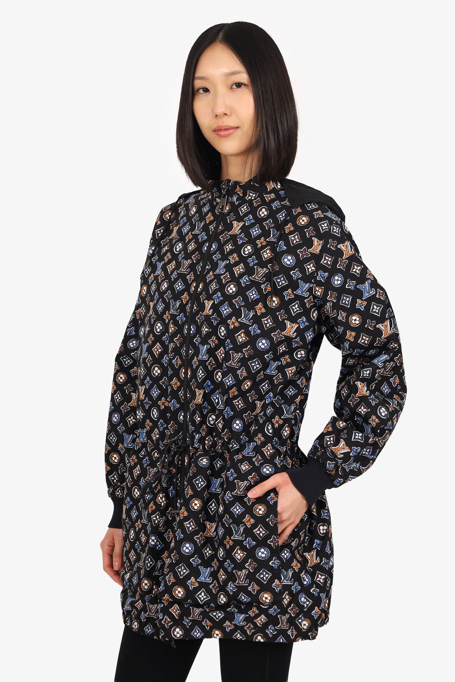 Louis Vuitton Black Monogram Reversible Zip-up Jacket Size 40