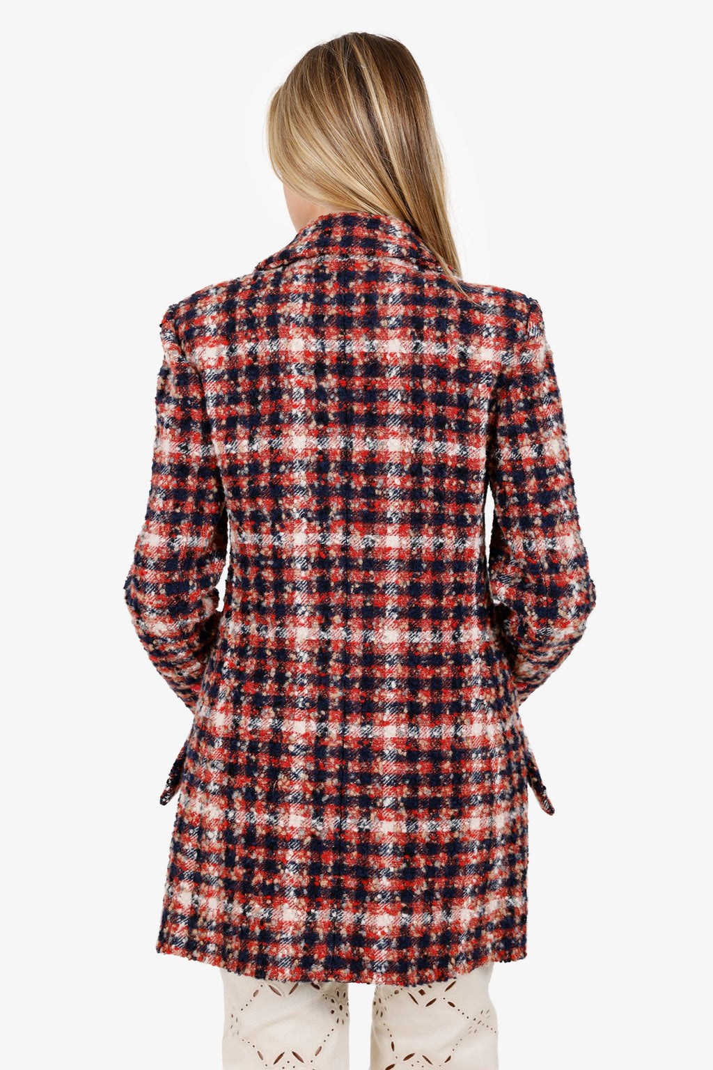 Pre-Loved Chanel™ Red Plaid Tweed CC Coat Size 36