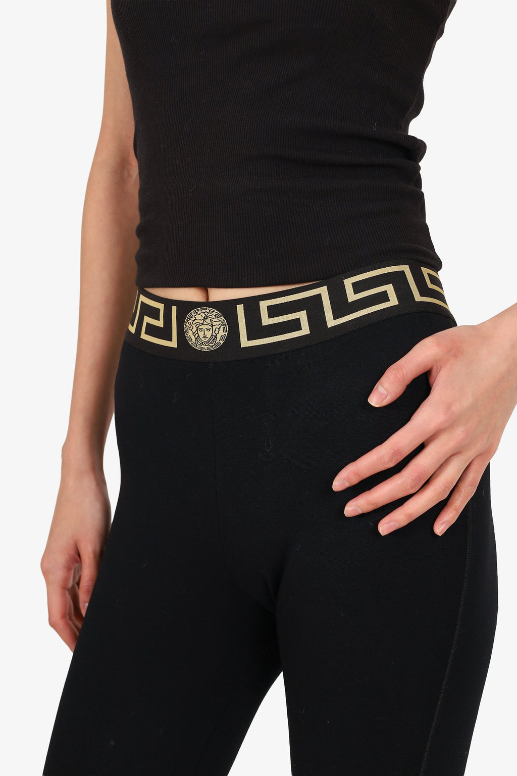Versace Black/Gold Medusa Leggings Size 1