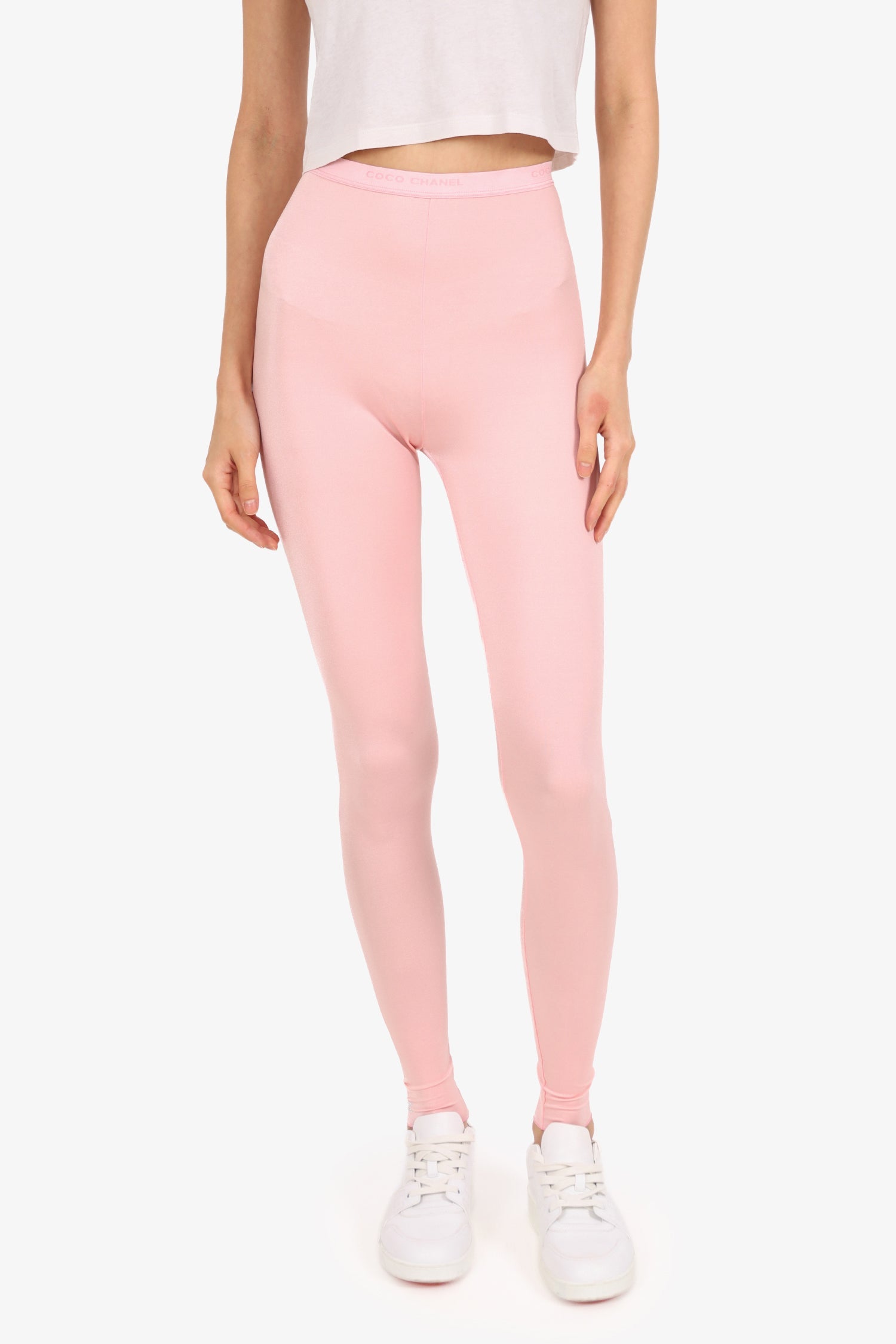 Pre-Loved Chanel™ 21A Pink Coco Chanel Waist Band Leggings Size 36