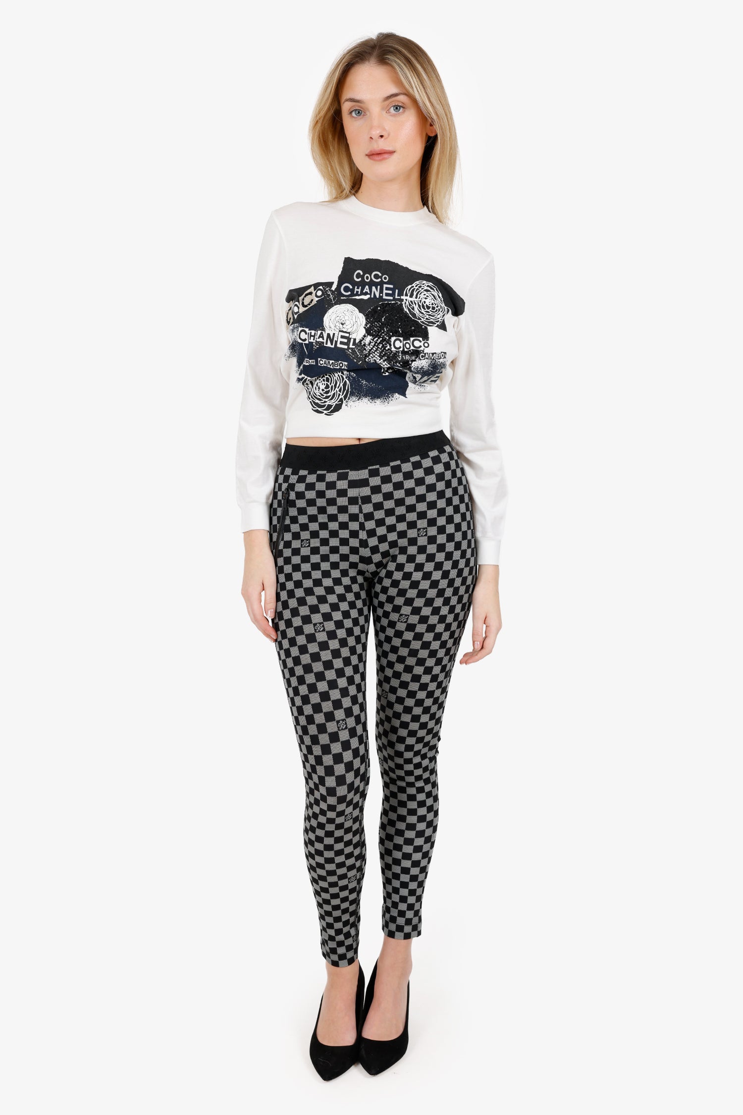 Louis Vuitton Black Damier Leggings Size 38