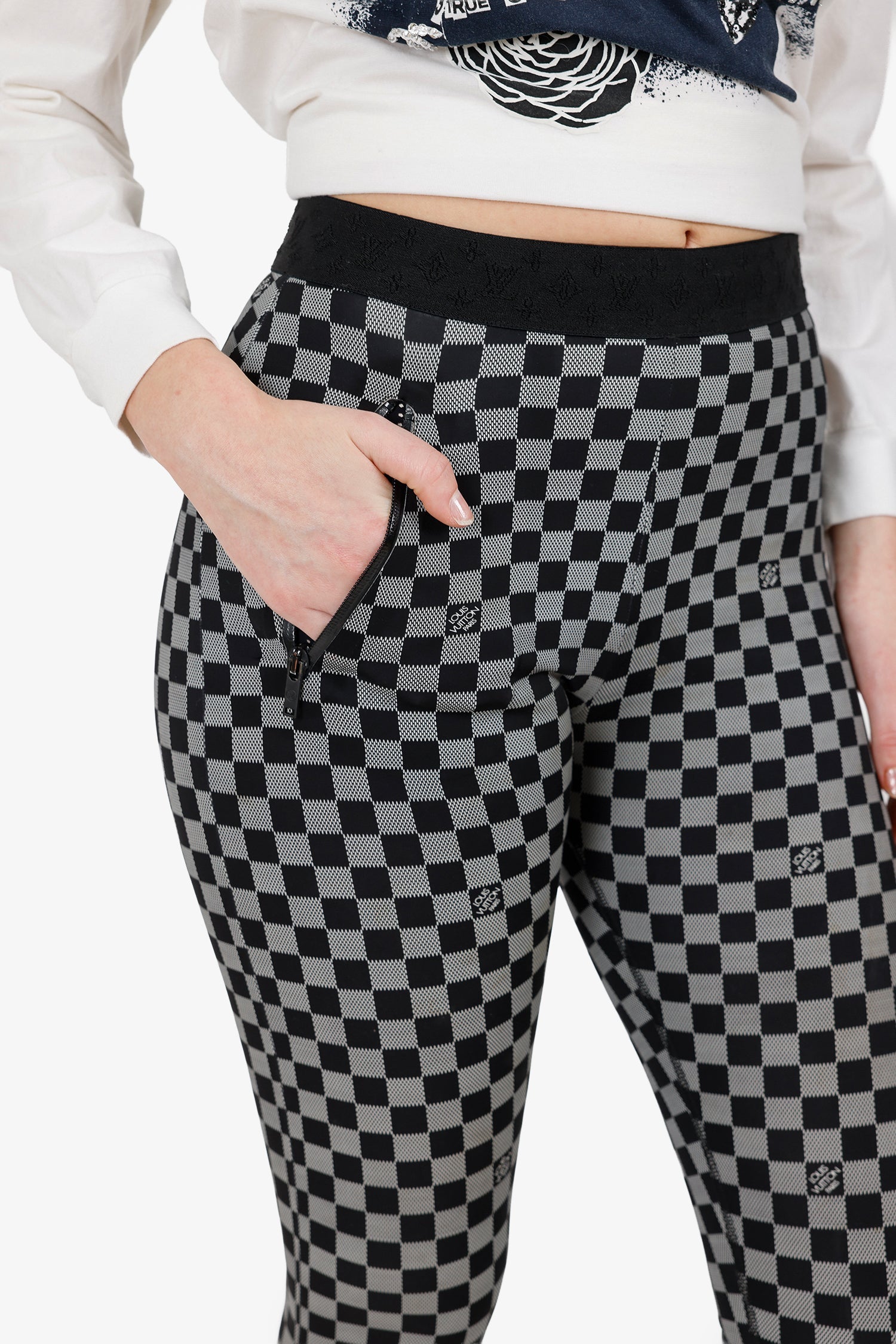 Louis Vuitton Black Damier Leggings Size 38