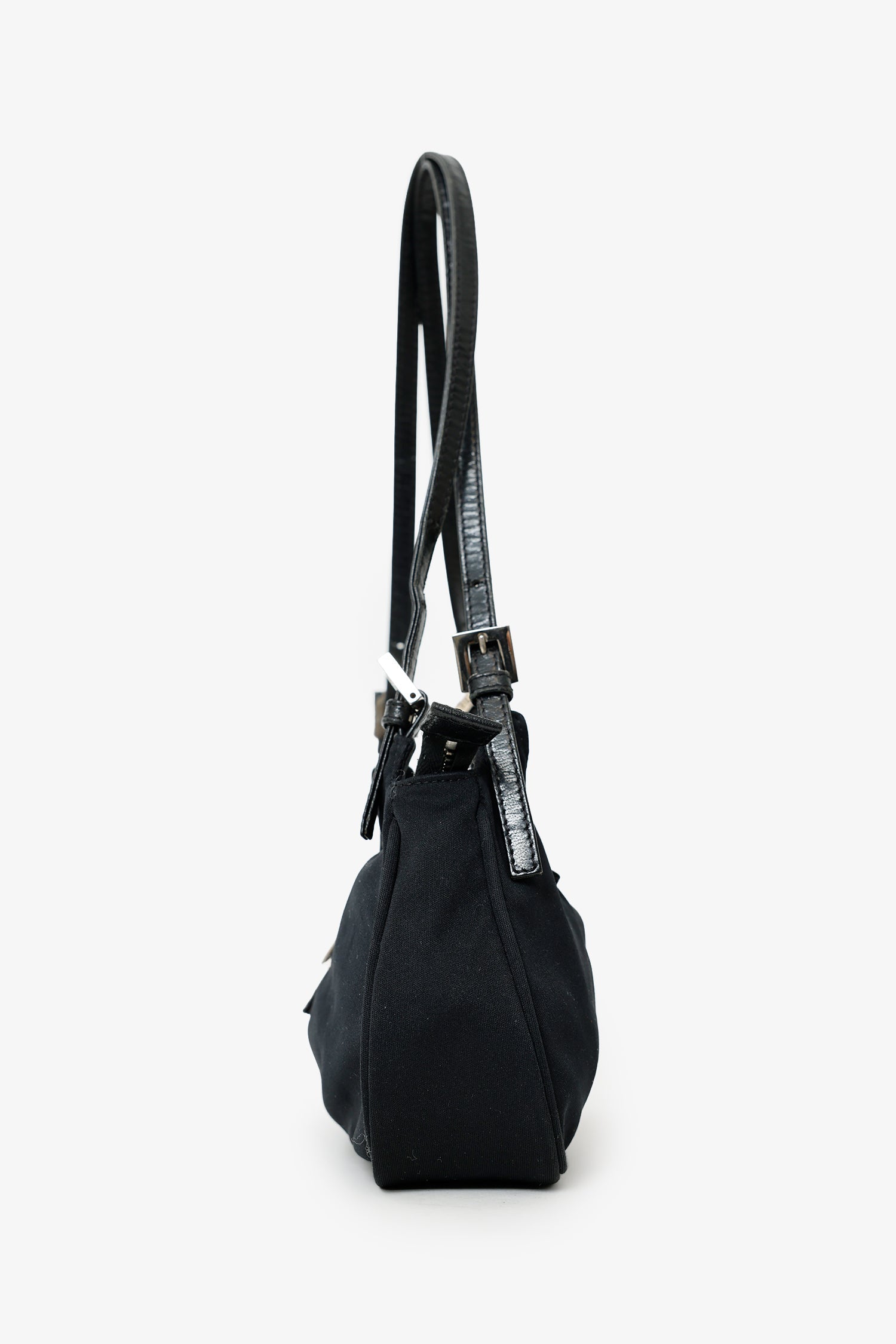 Fendi Black Fabric Double Strap Mama Baguette Bag