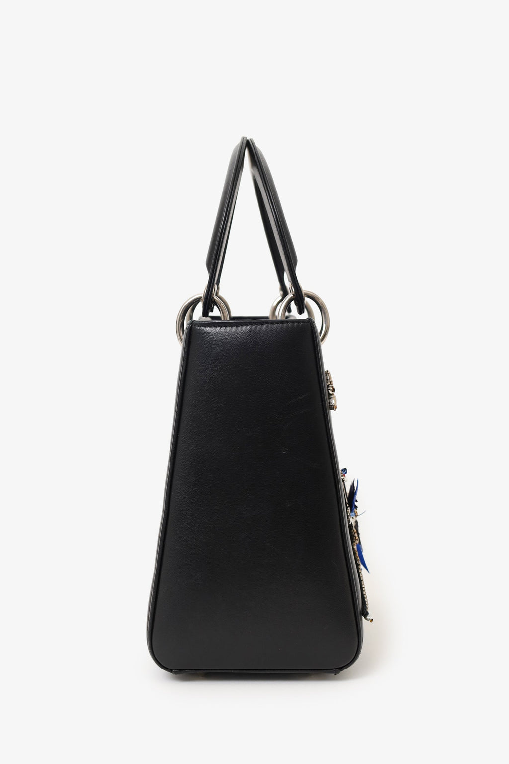 Christian Dior 2016 Black Smooth Calfskin Embellished Dragonfly Medium Lady Dior