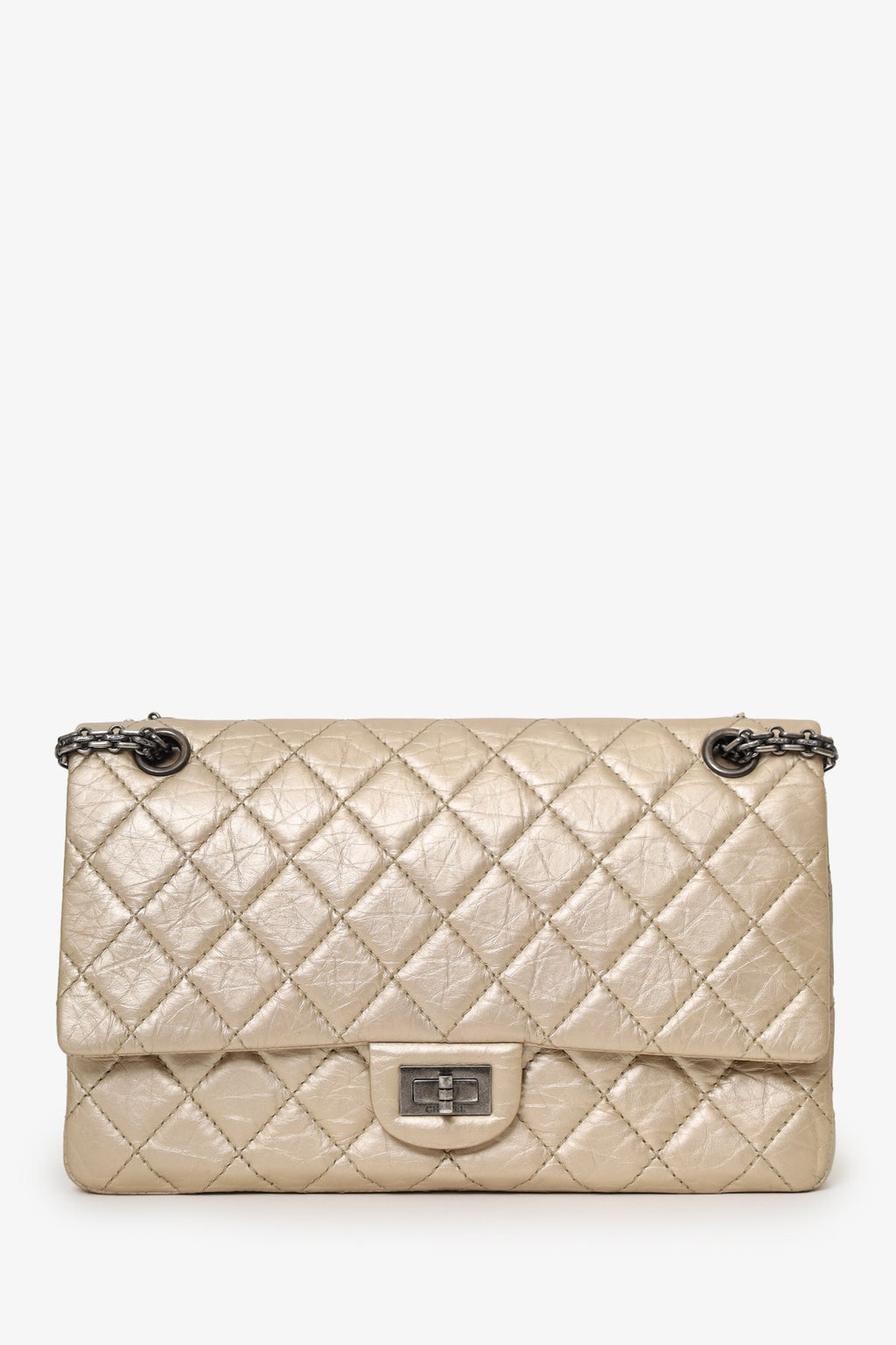 Pre-Loved Chanel™ 2012-13 Beige Metallic Aged Calfskin 2.55 Reissue Flap Bag