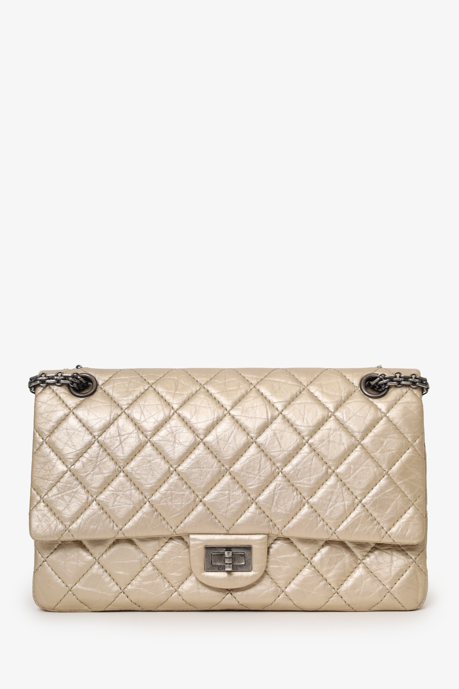 Pre-Loved Chanel™ 2012-13 Beige Metallic Aged Calfskin 2.55 Reissue Flap Bag