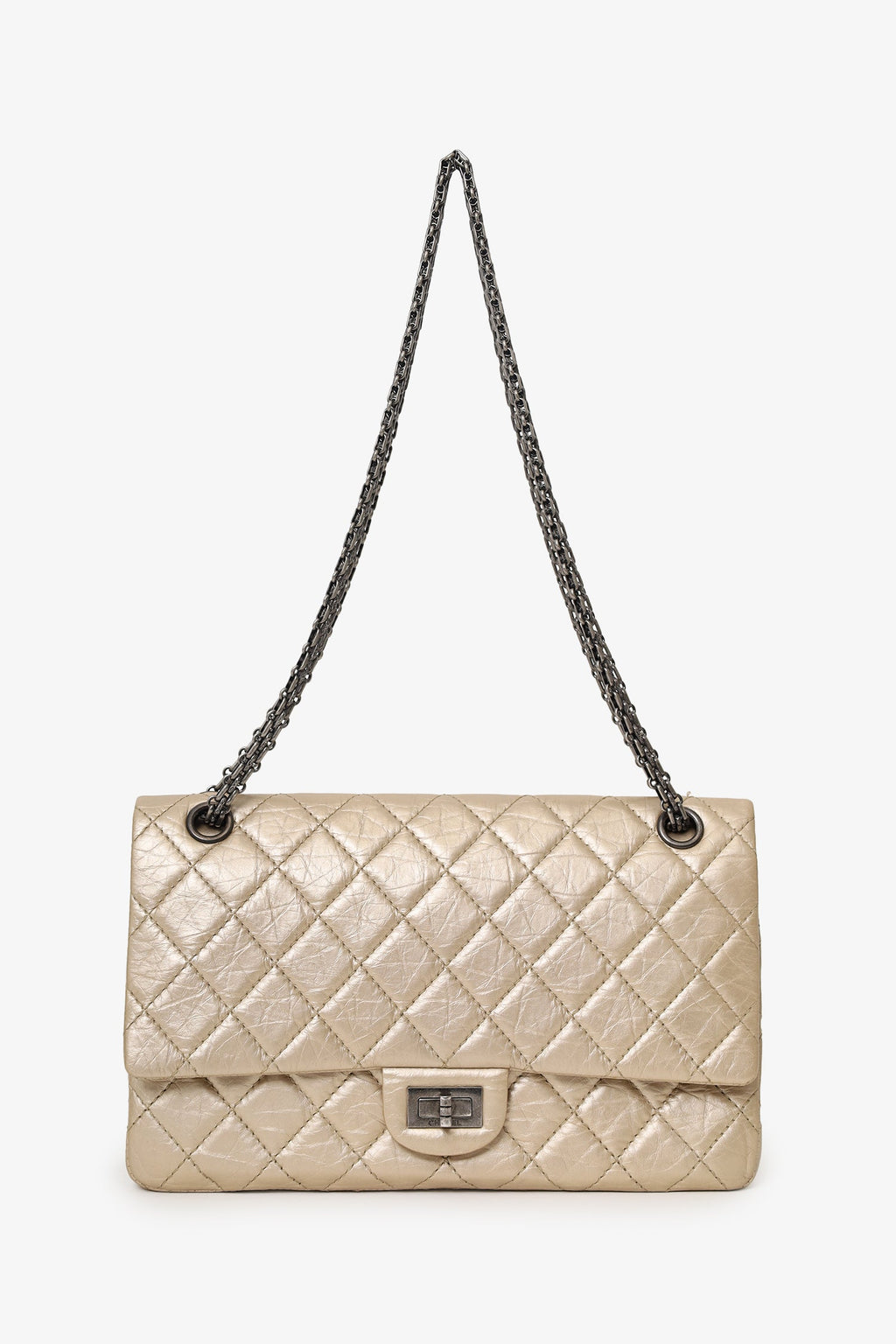 Pre-Loved Chanel™ 2012-13 Beige Metallic Aged Calfskin 2.55 Reissue Flap Bag