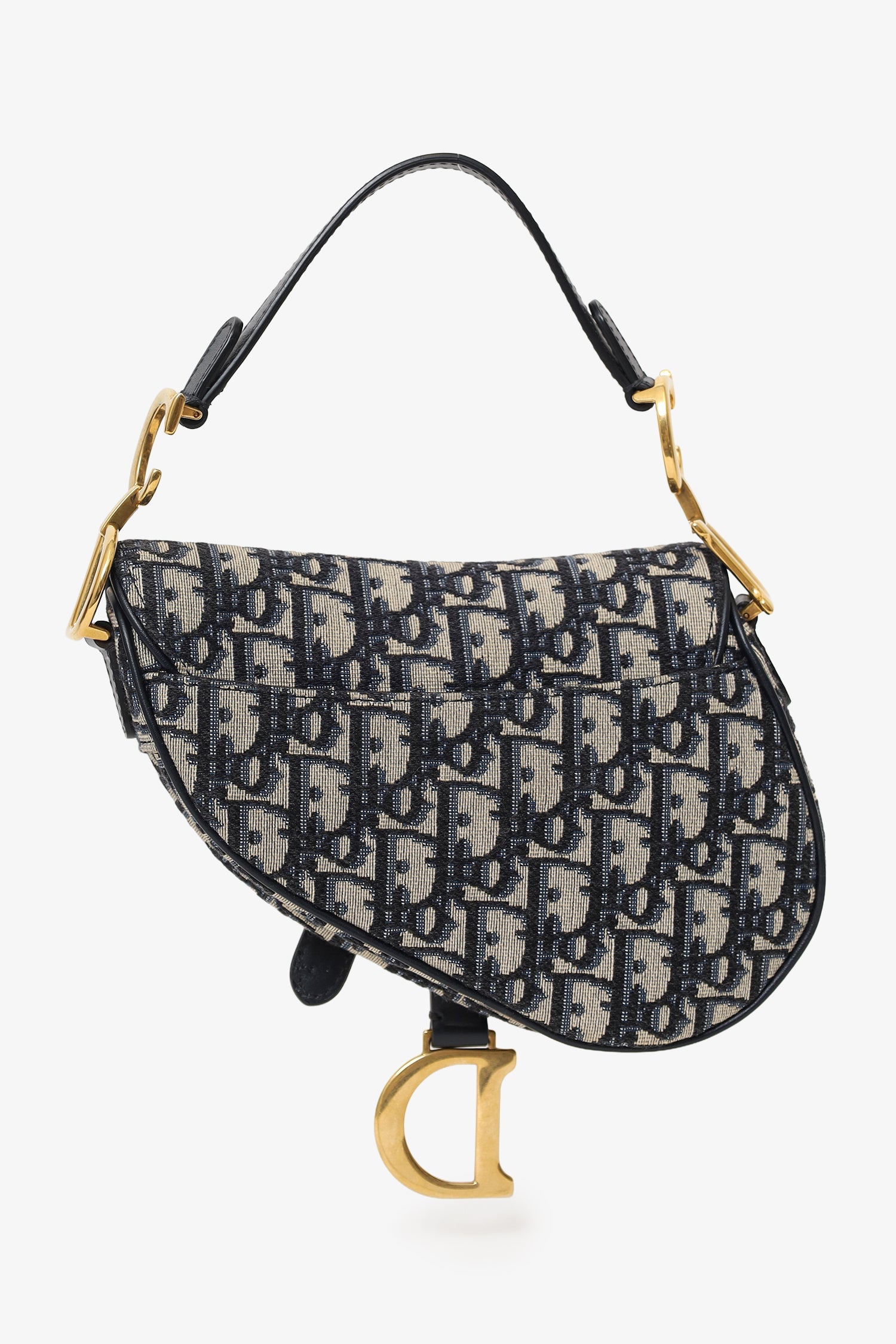 Christian Dior 2018 Blue Oblique Jacquard Mini Saddle Bag