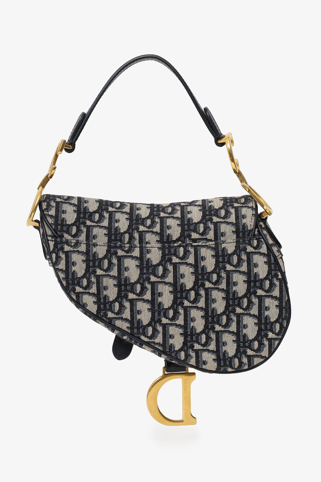 Christian Dior 2018 Blue Oblique Jacquard Mini Saddle Bag With Strap