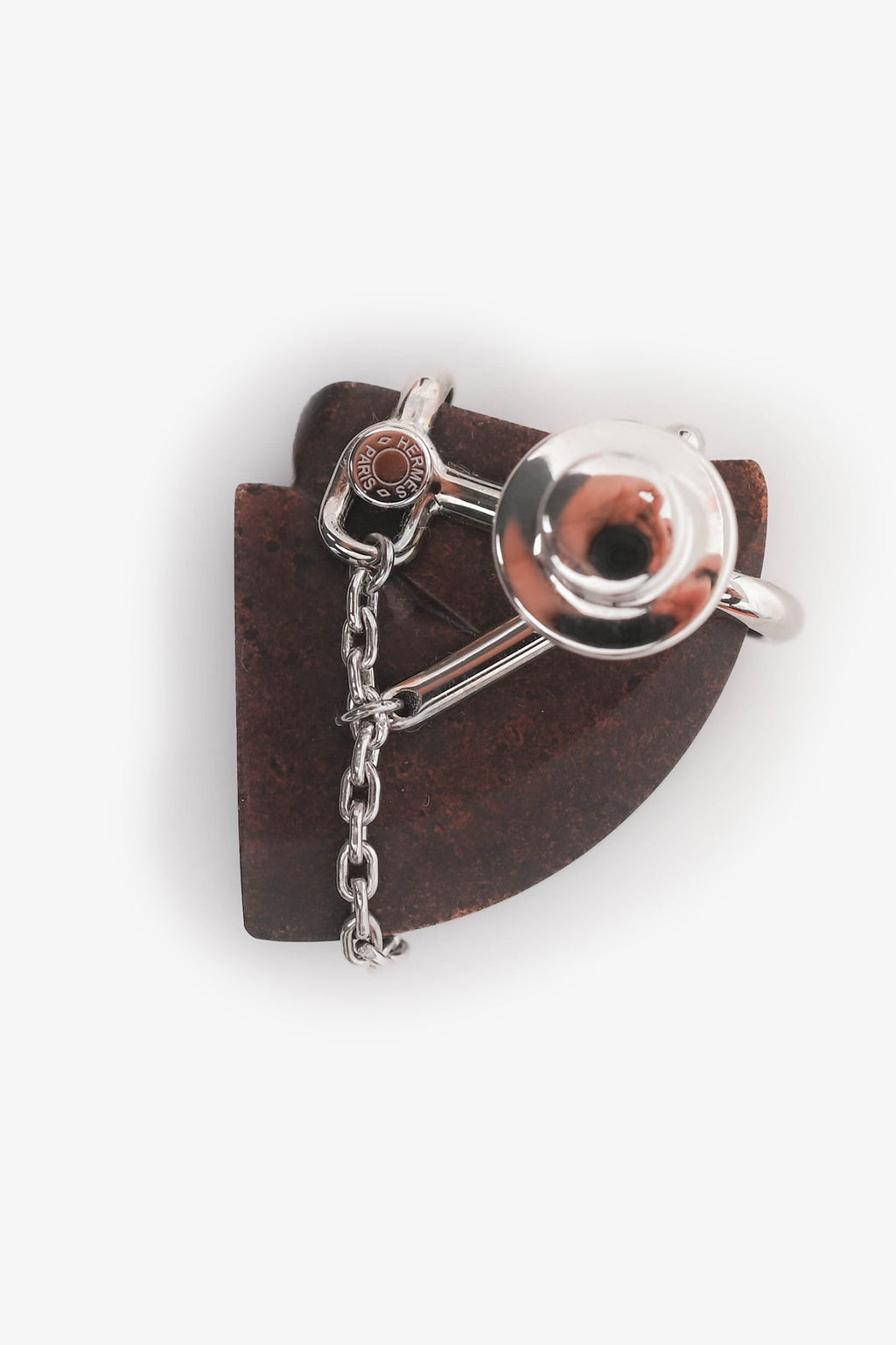 Hermès Brown Vulcanium/Palladium Plated 'Cheval Badge' Brooch