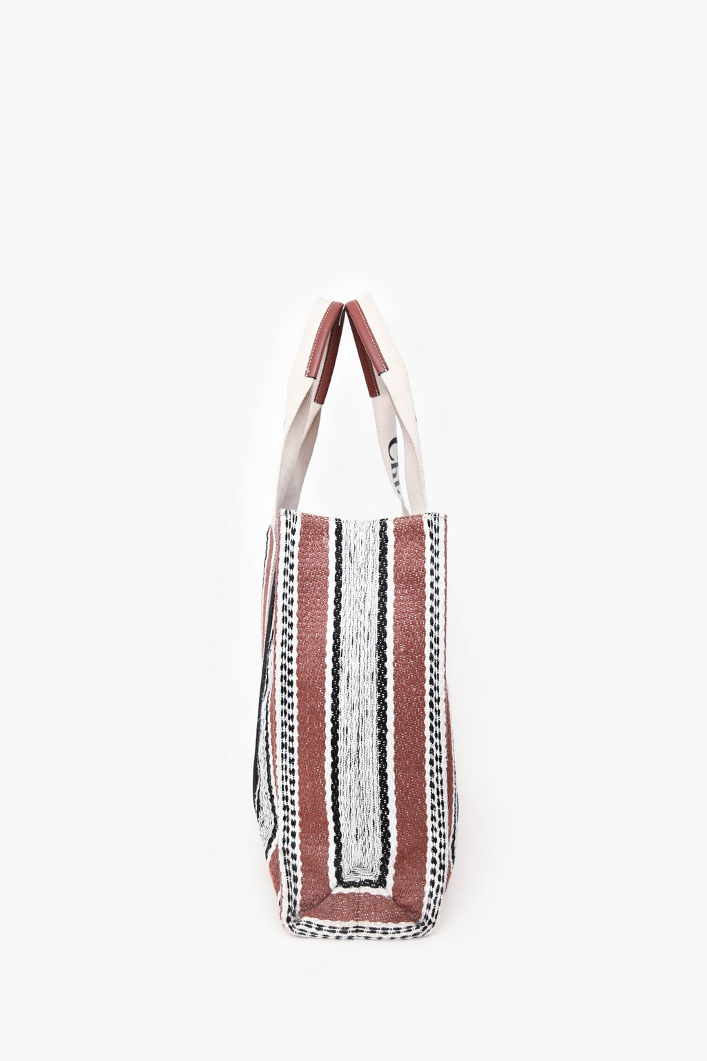 Chloé Brown/White Logo Canvas Tote