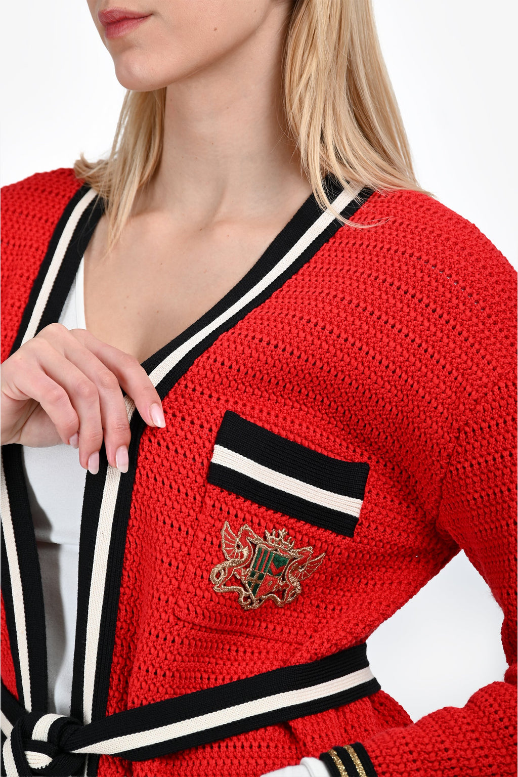 Gucci Red Trim Detail 3-Pocket igan Size XS