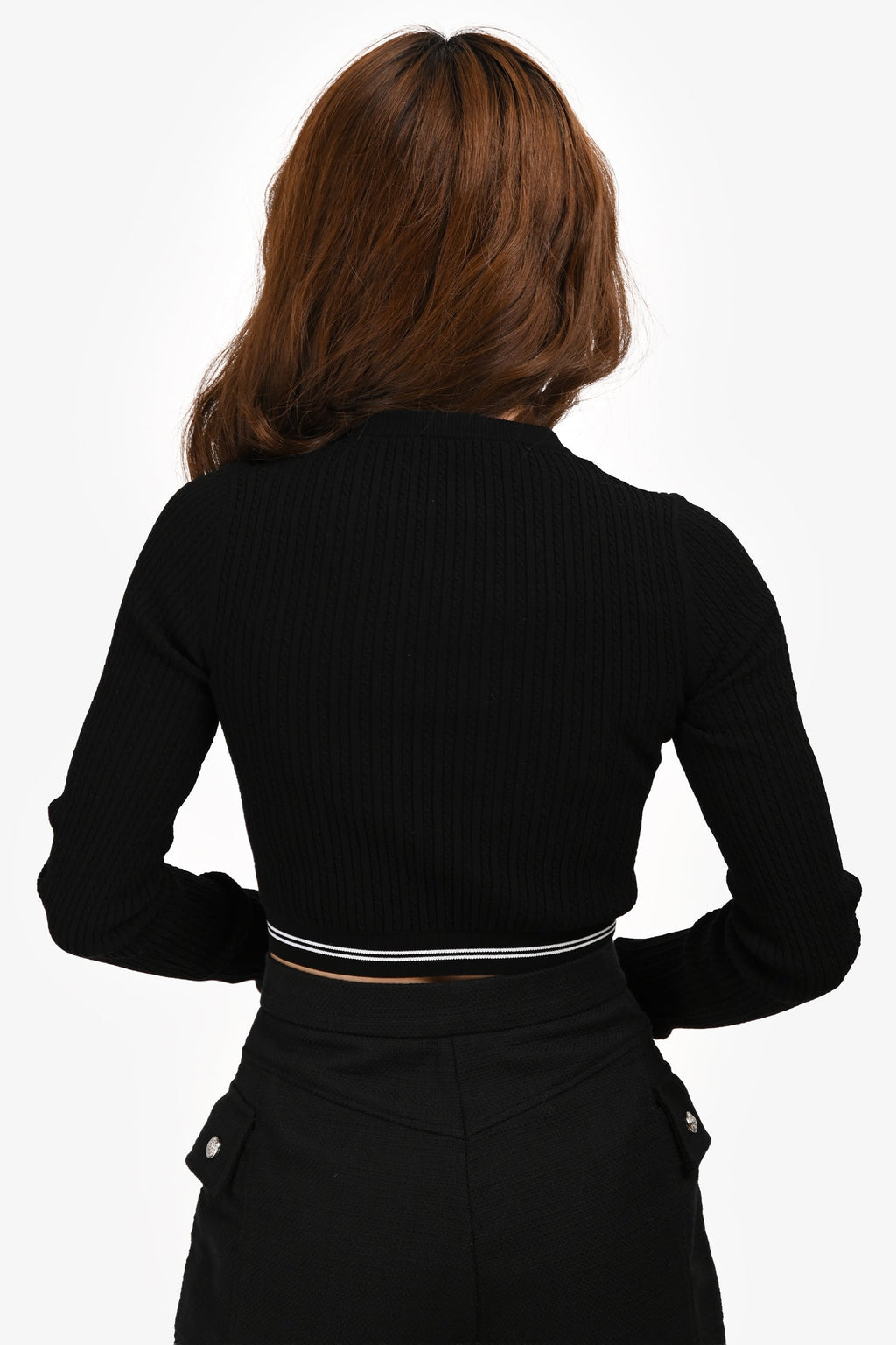 Miu Miu 2023 Black/White Logo Cropped Zip Up igan Size 36 IT