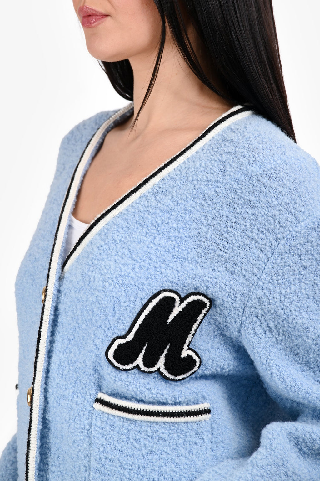 Miu Miu 2021 Blue Wool 'M' Logo igan + Mini Skirt Set Size 38/36 IT