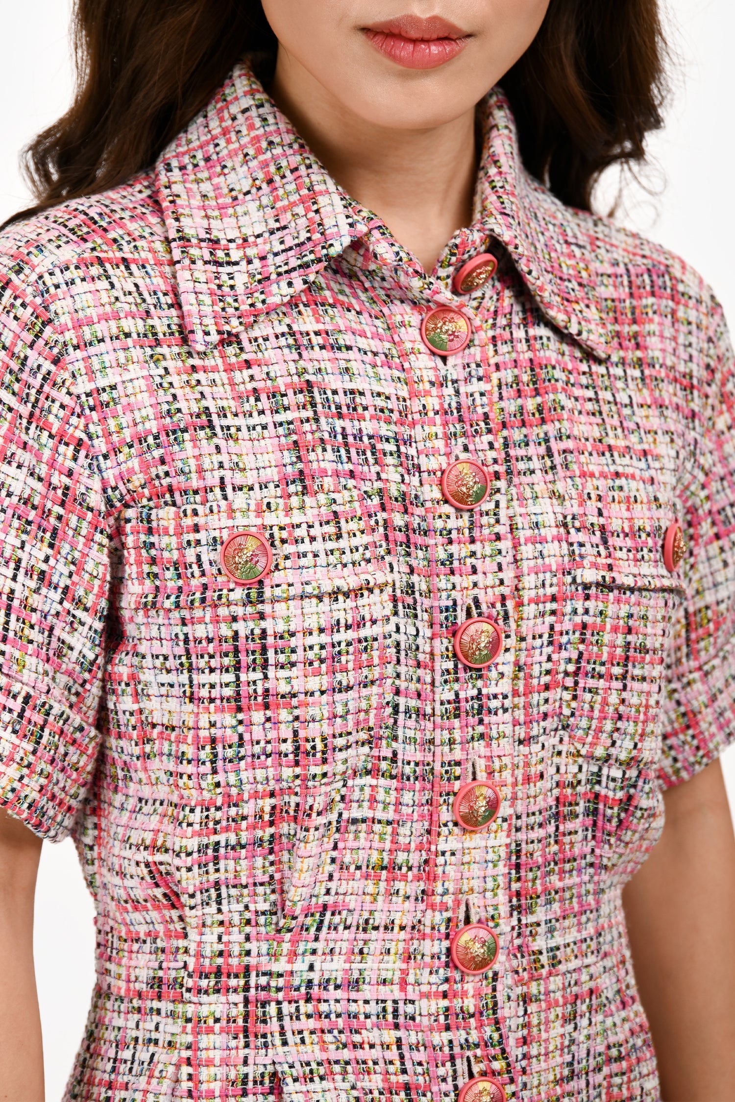 Pre-Loved Chanel™ Pink Tweed Short Sleeve Romper Size 36 FR
