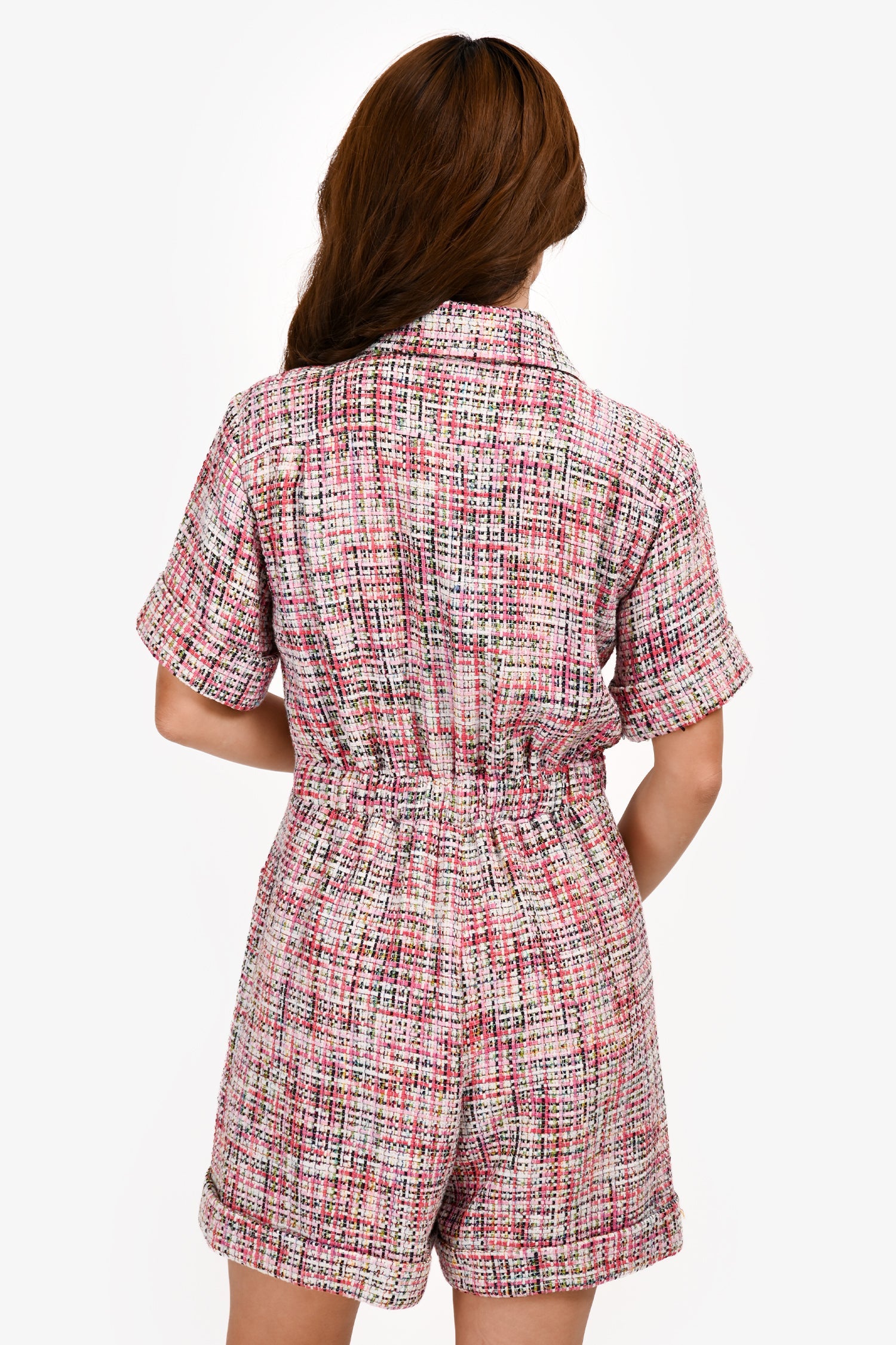 Pre-Loved Chanel™ Pink Tweed Short Sleeve Romper Size 36 FR
