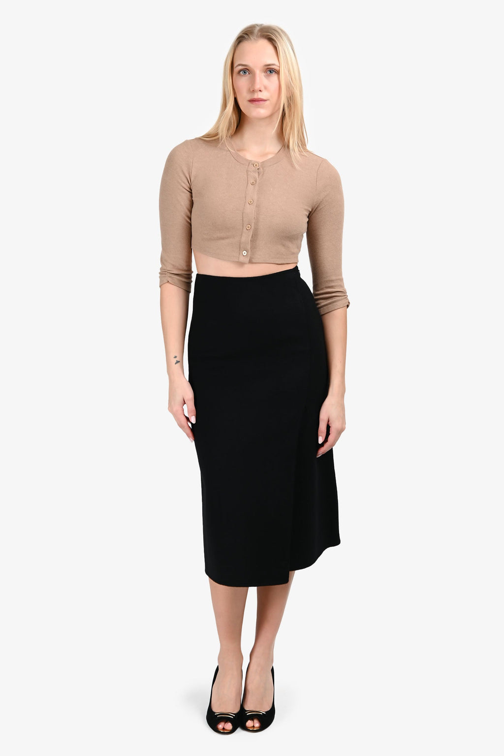 Theory Black Cashmere Midi Skirt Size 0