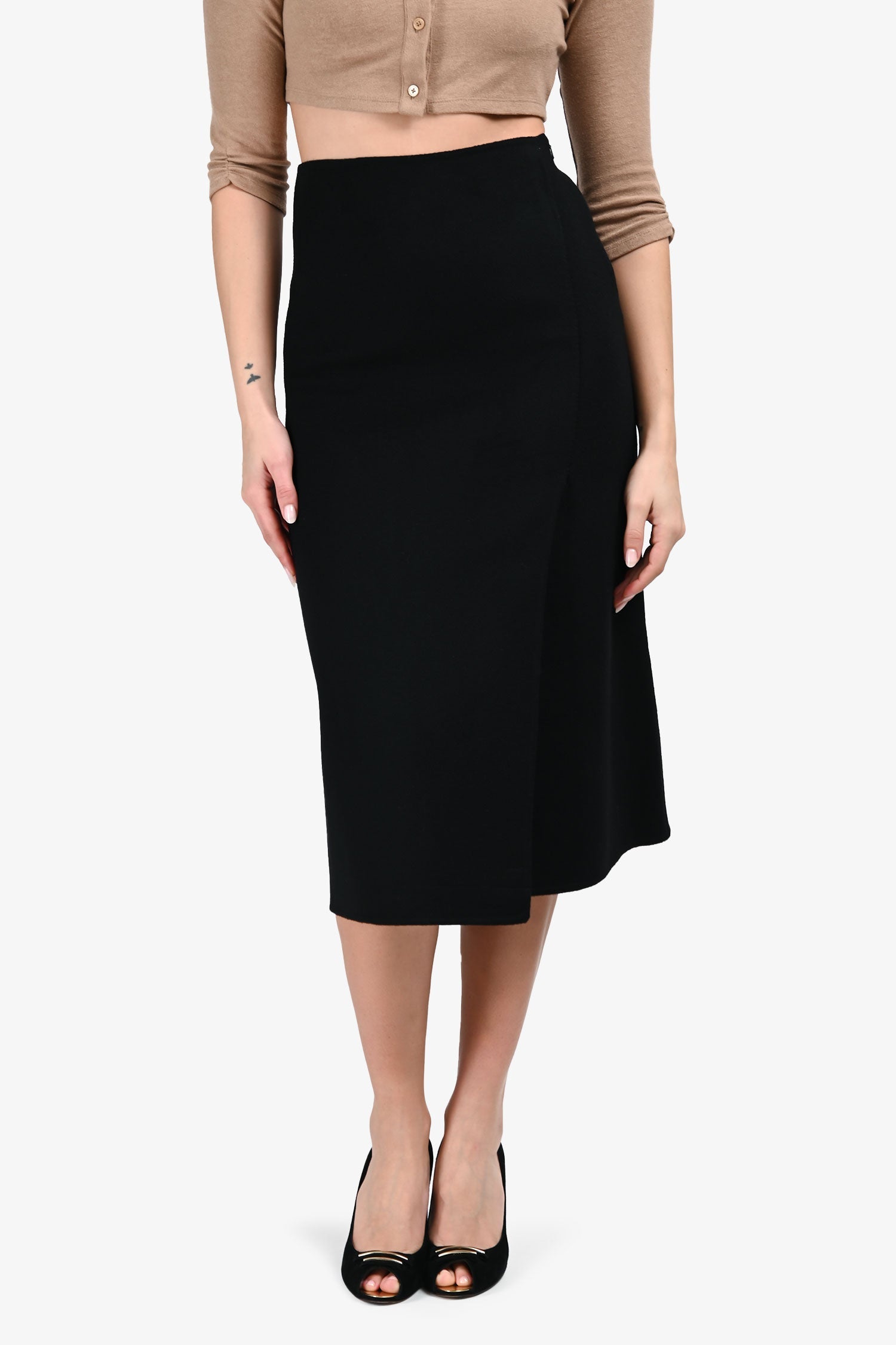 Theory Black Cashmere Midi Skirt Size 0