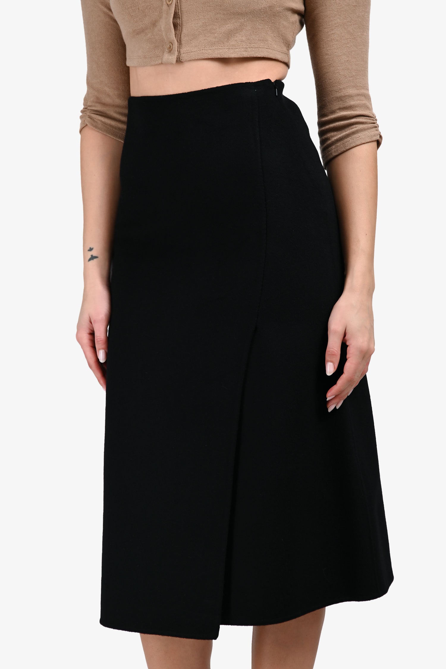 Theory Black Cashmere Midi Skirt Size 0