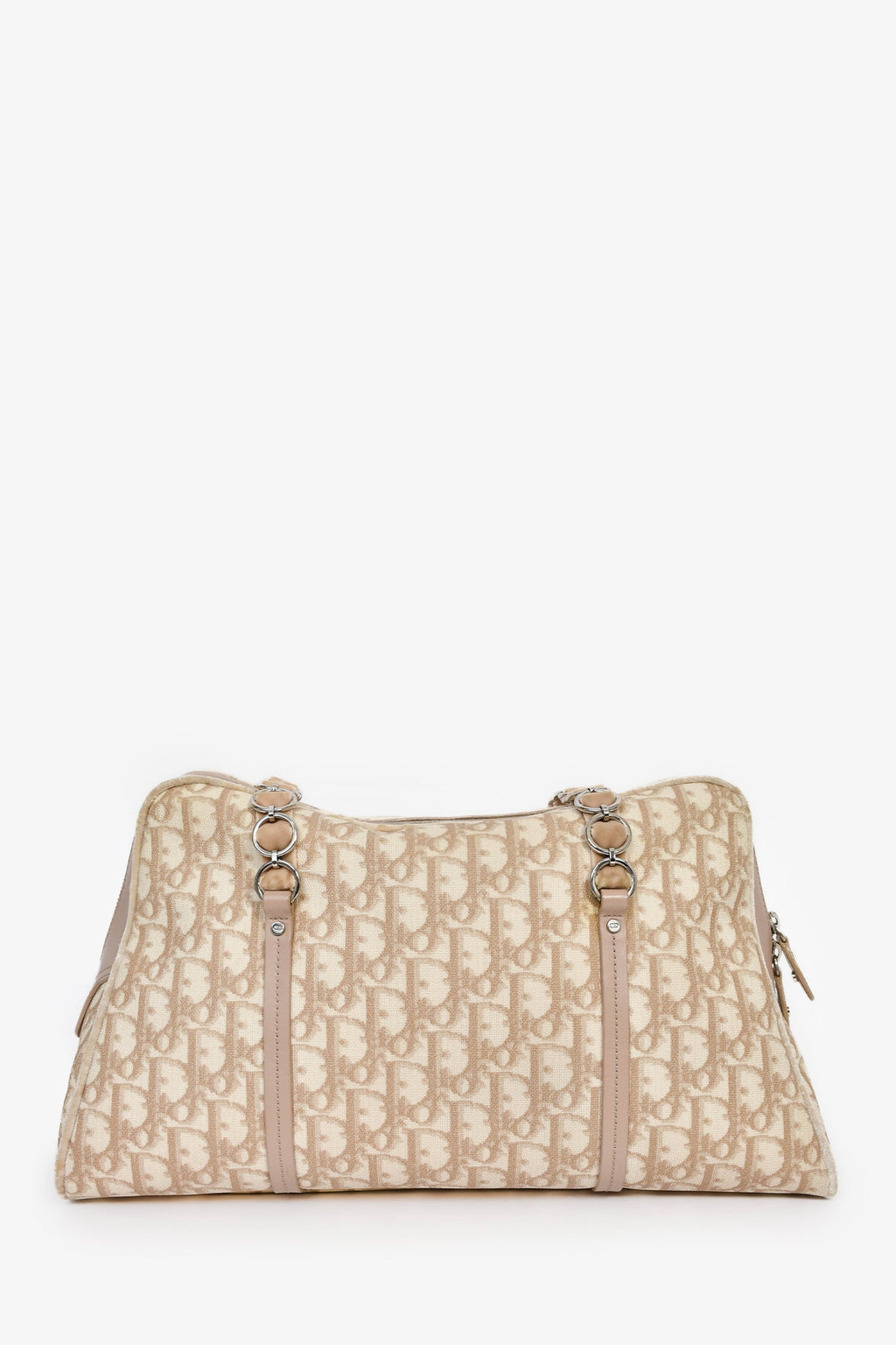 Christian Dior 2005 Beige/White Coated Canvas Diorissimo Romantique Shoulder Bag