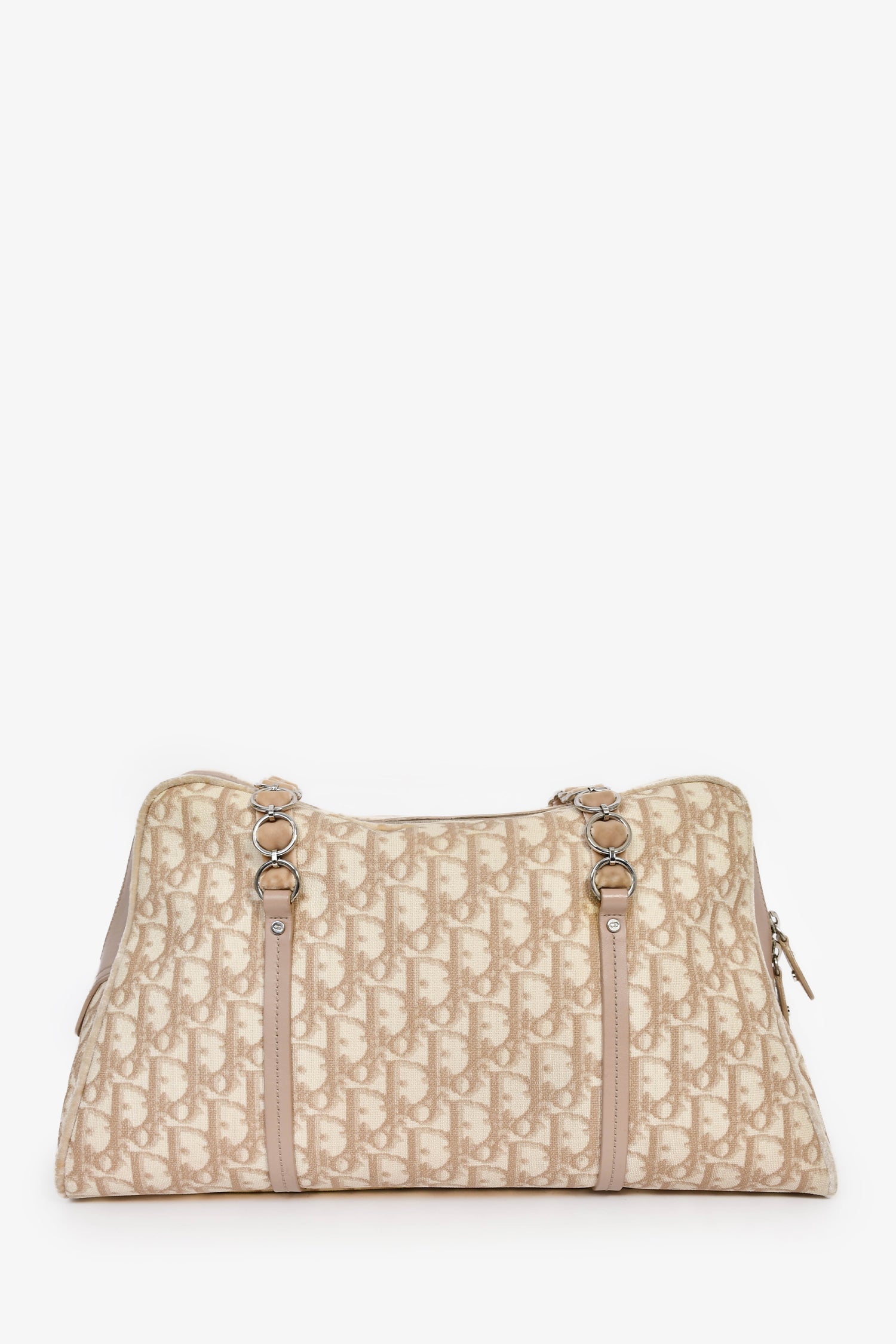 Christian Dior 2005 Beige/White Coated Canvas Diorissimo Romantique Shoulder Bag