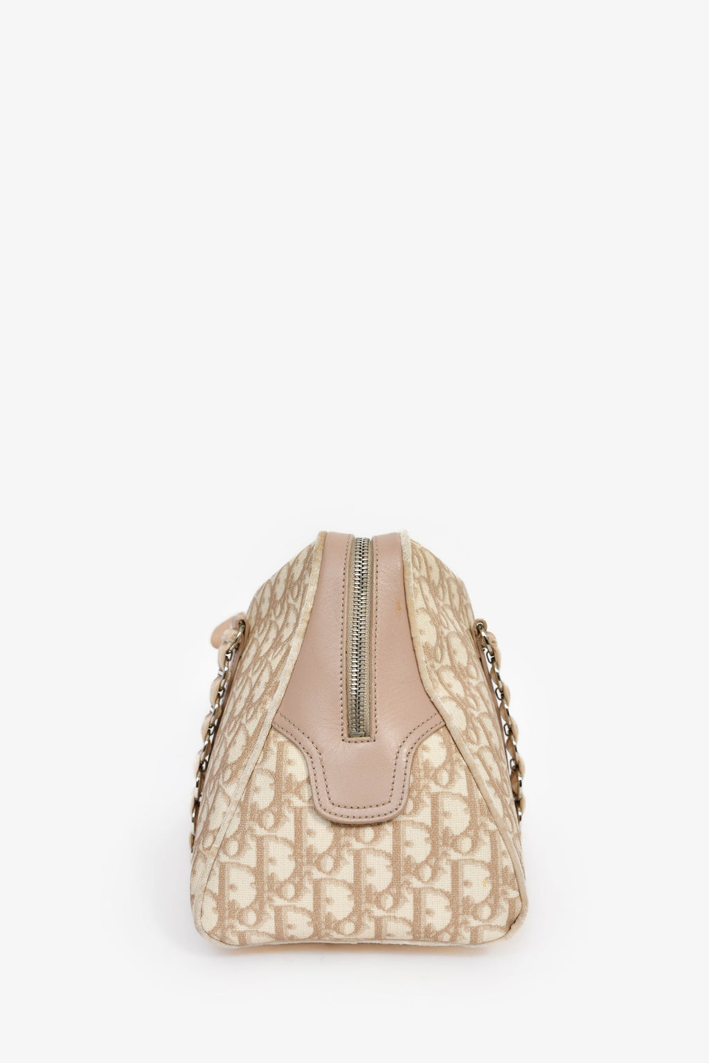Christian Dior 2005 Beige/White Coated Canvas Diorissimo Romantique Shoulder Bag