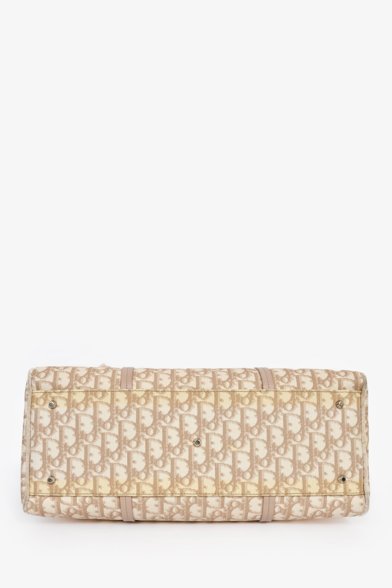 Christian Dior 2005 Beige/White Coated Canvas Diorissimo Romantique Shoulder Bag