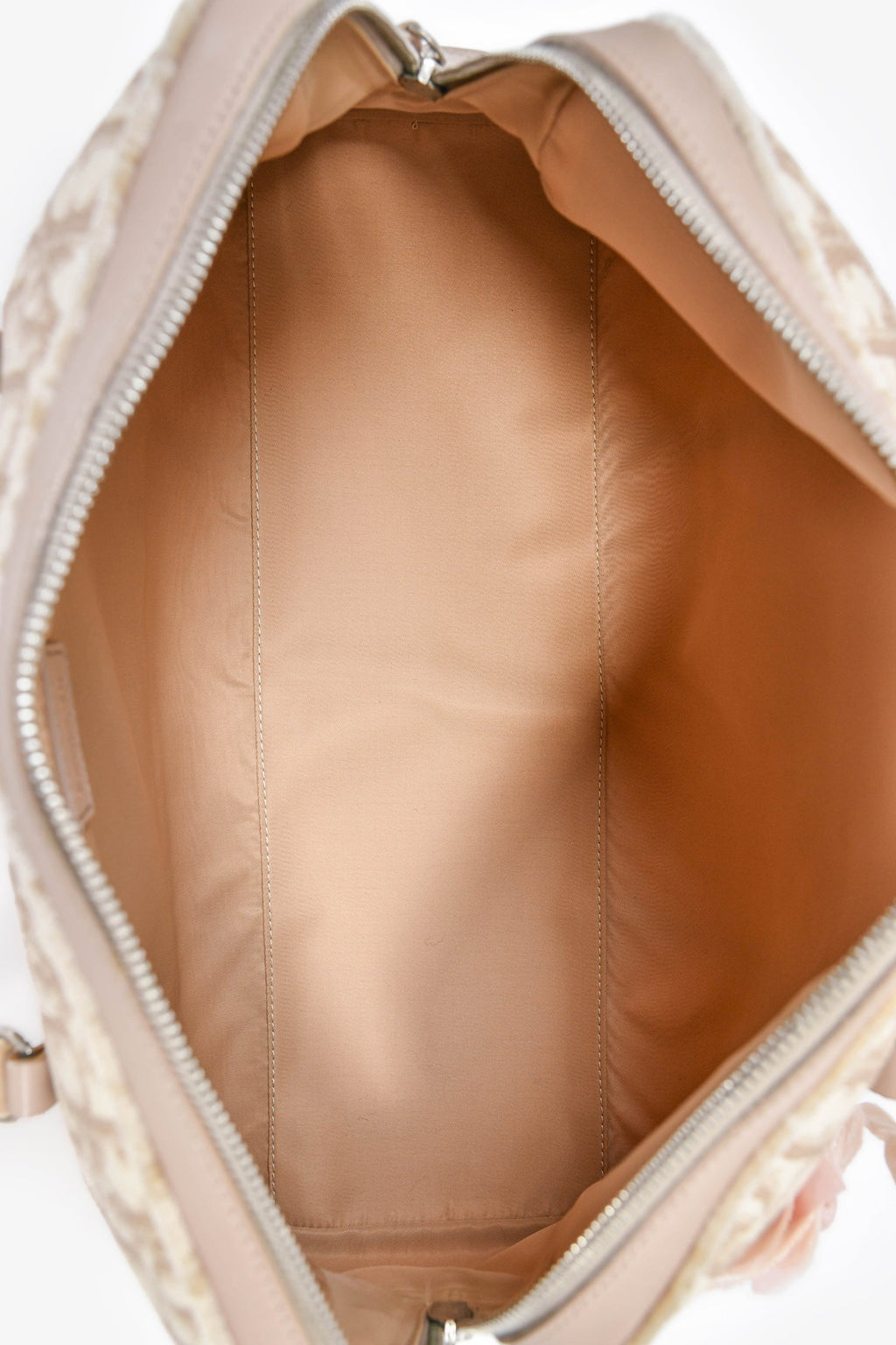 Christian Dior 2005 Beige/White Coated Canvas Diorissimo Romantique Shoulder Bag
