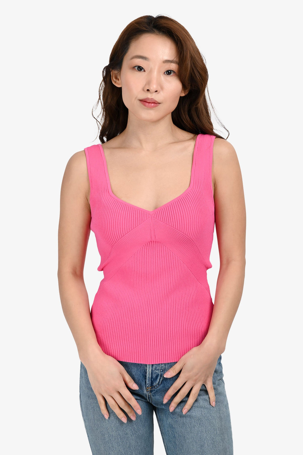 Rag & Bone Pink Ribbed V-Neck Tank Top Size S