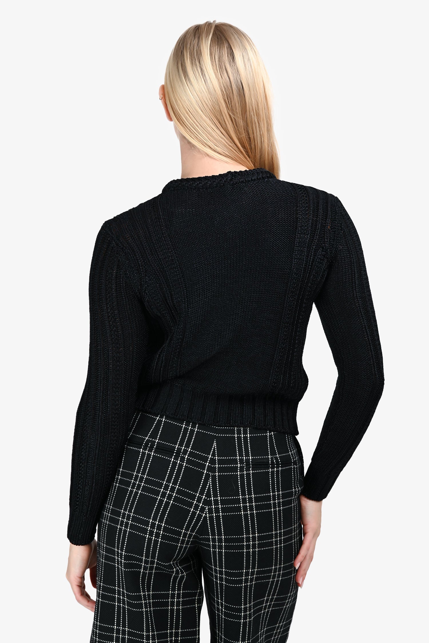 Maje Black Cable Knit Long Sleeve Sweater Size 1