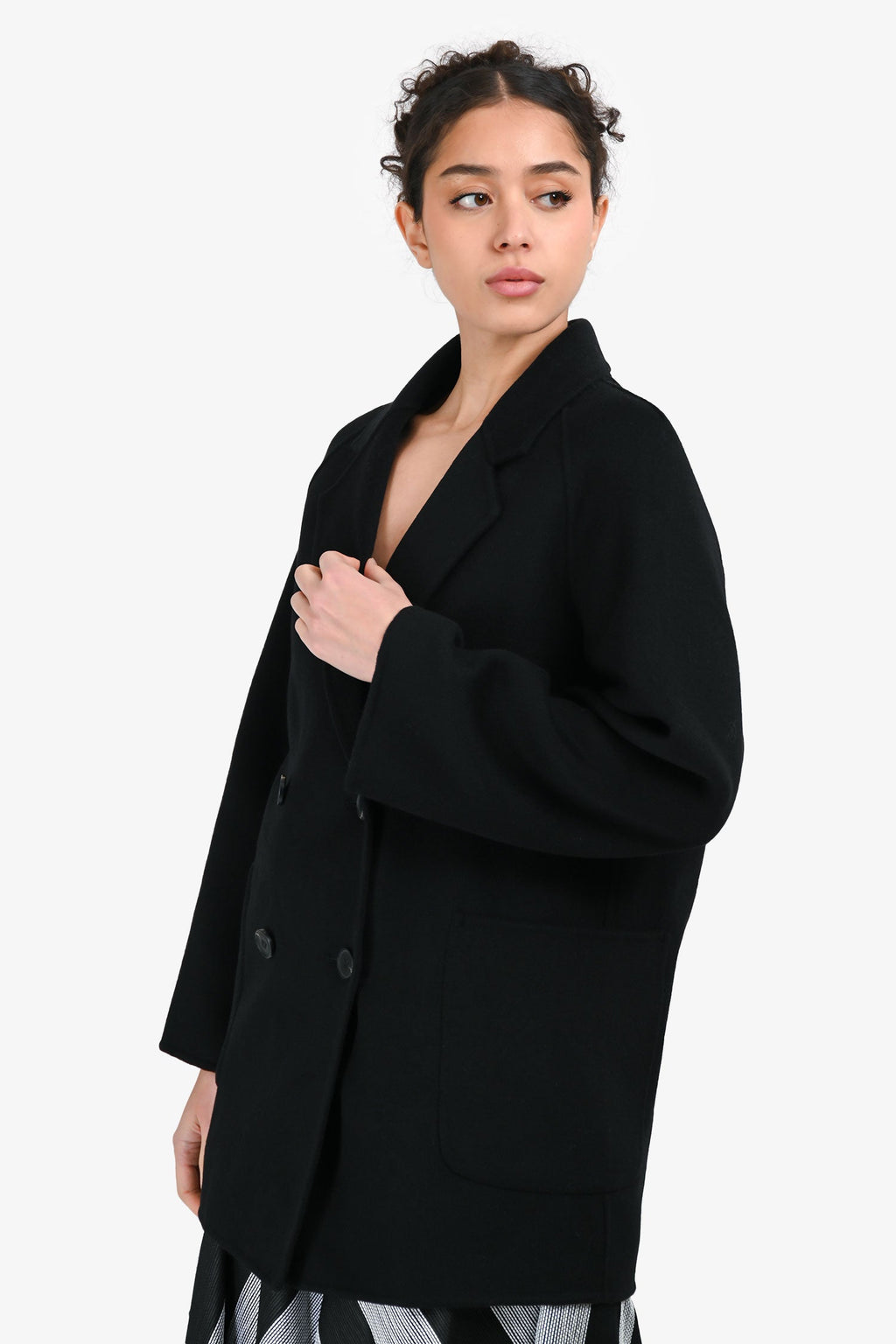 JWS Black Wool Double Breasted Coat Size S/M