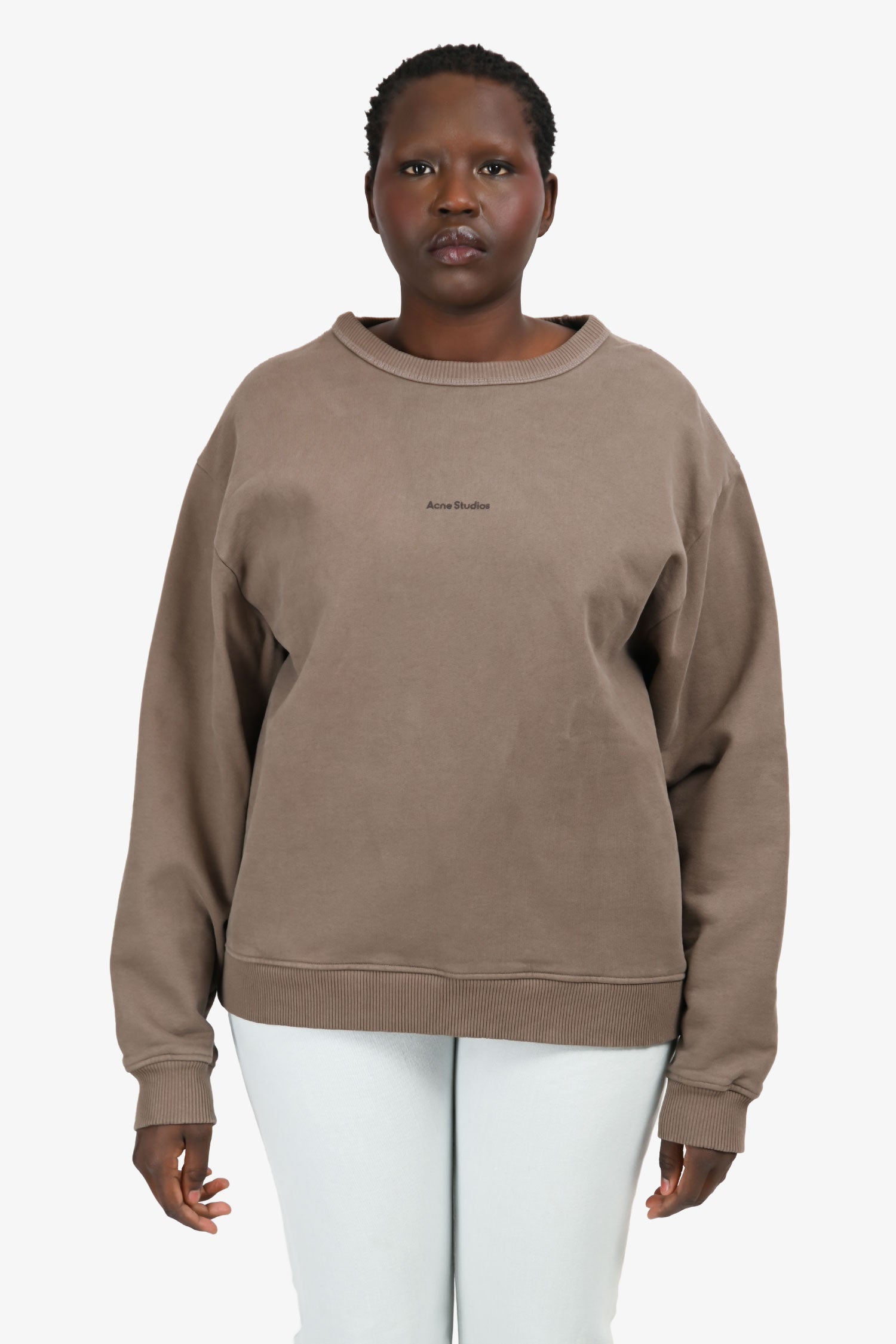 Acne Studios Brown Cotton Logo Crewneck Sweatshirt Size M