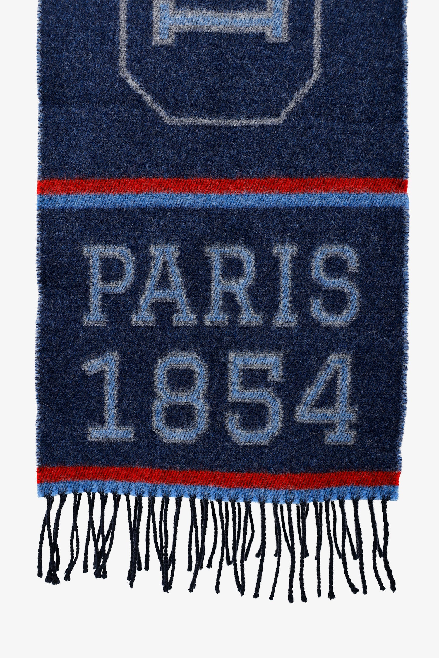 Louis Vuitton Navy/Red Wool/Cashmere Logo Fringe Scarf