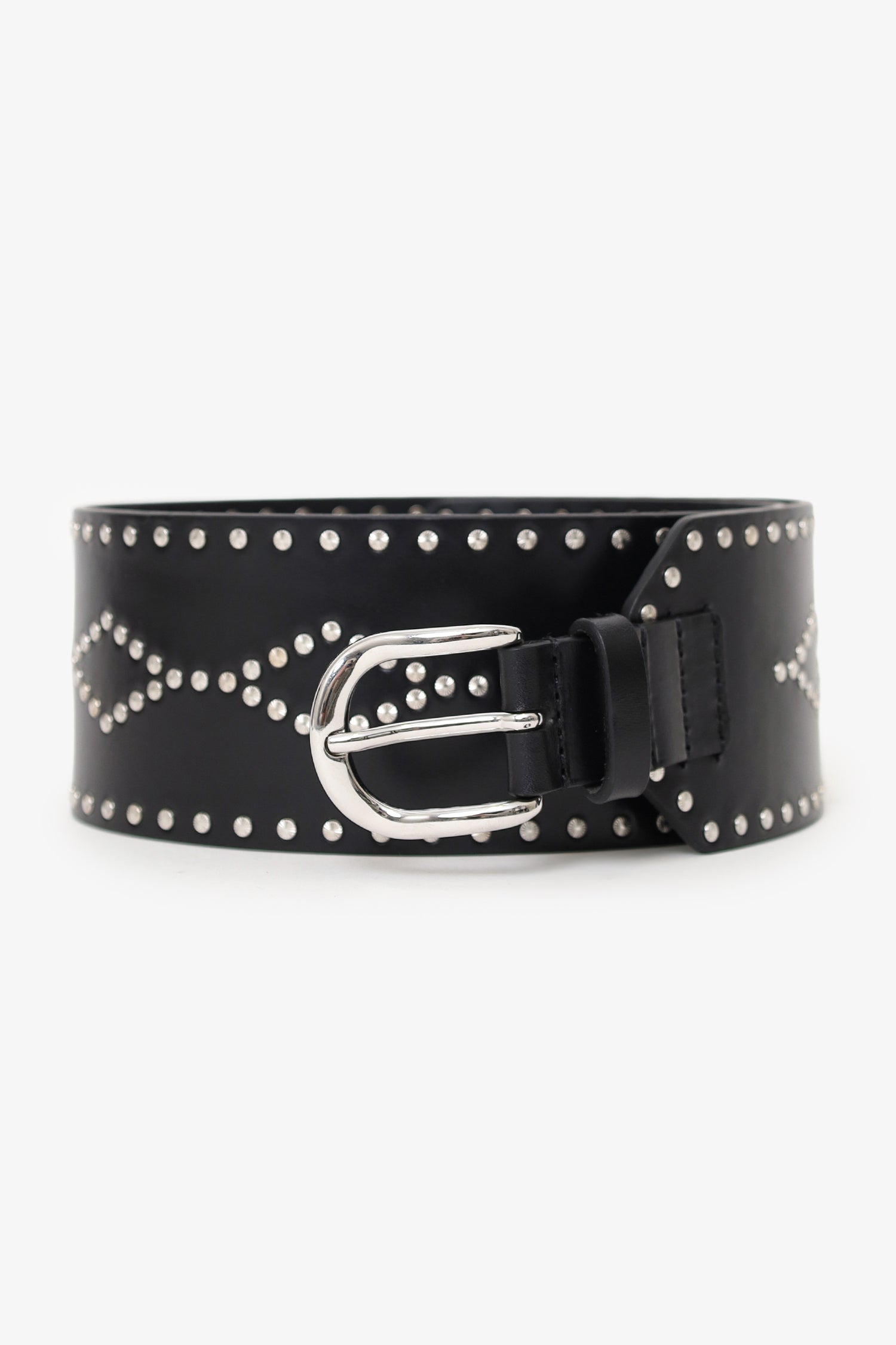 Isabel Marant Black Leather Studded Lucie Belt