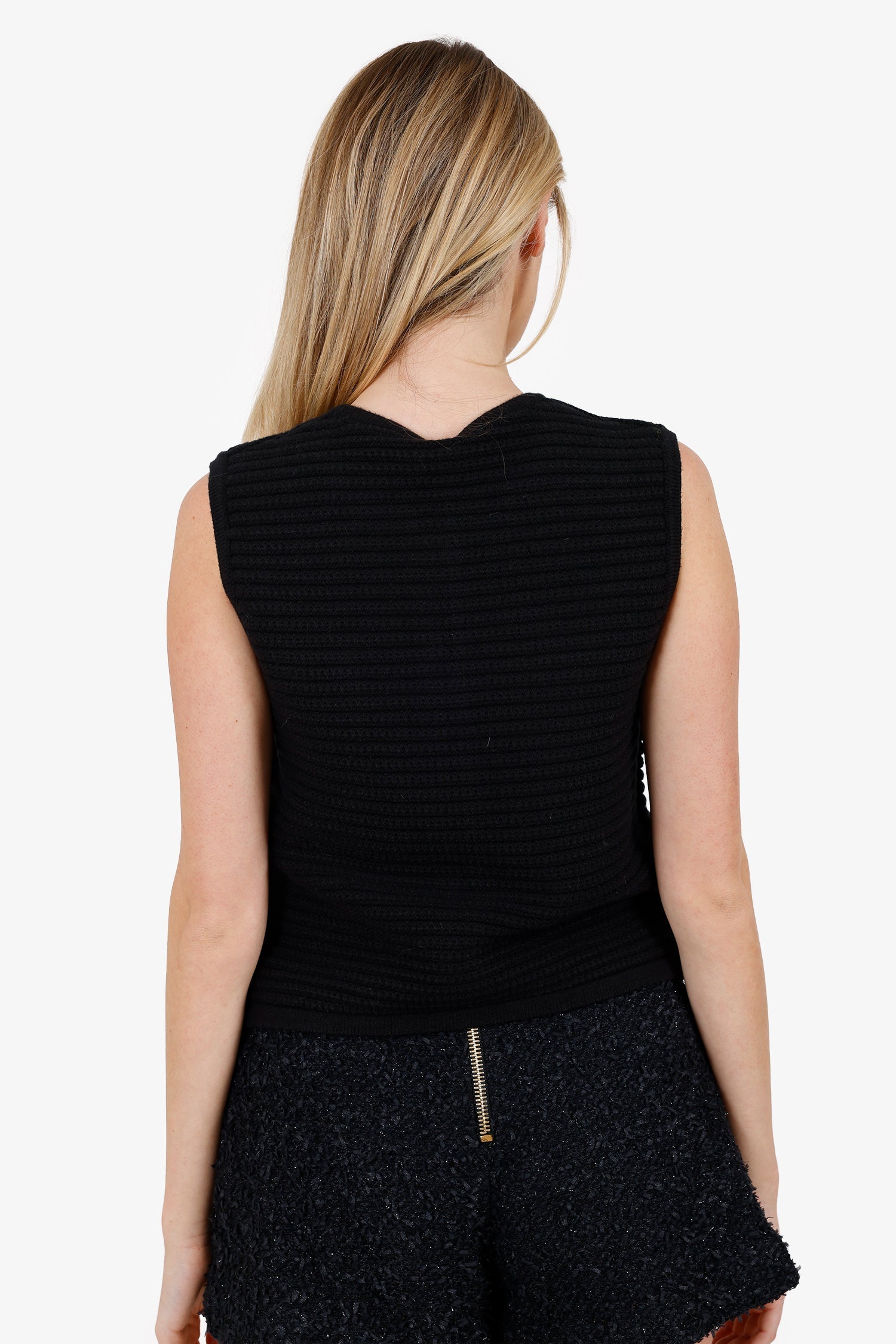 Joie Black Ribbed Knit Vest Size M