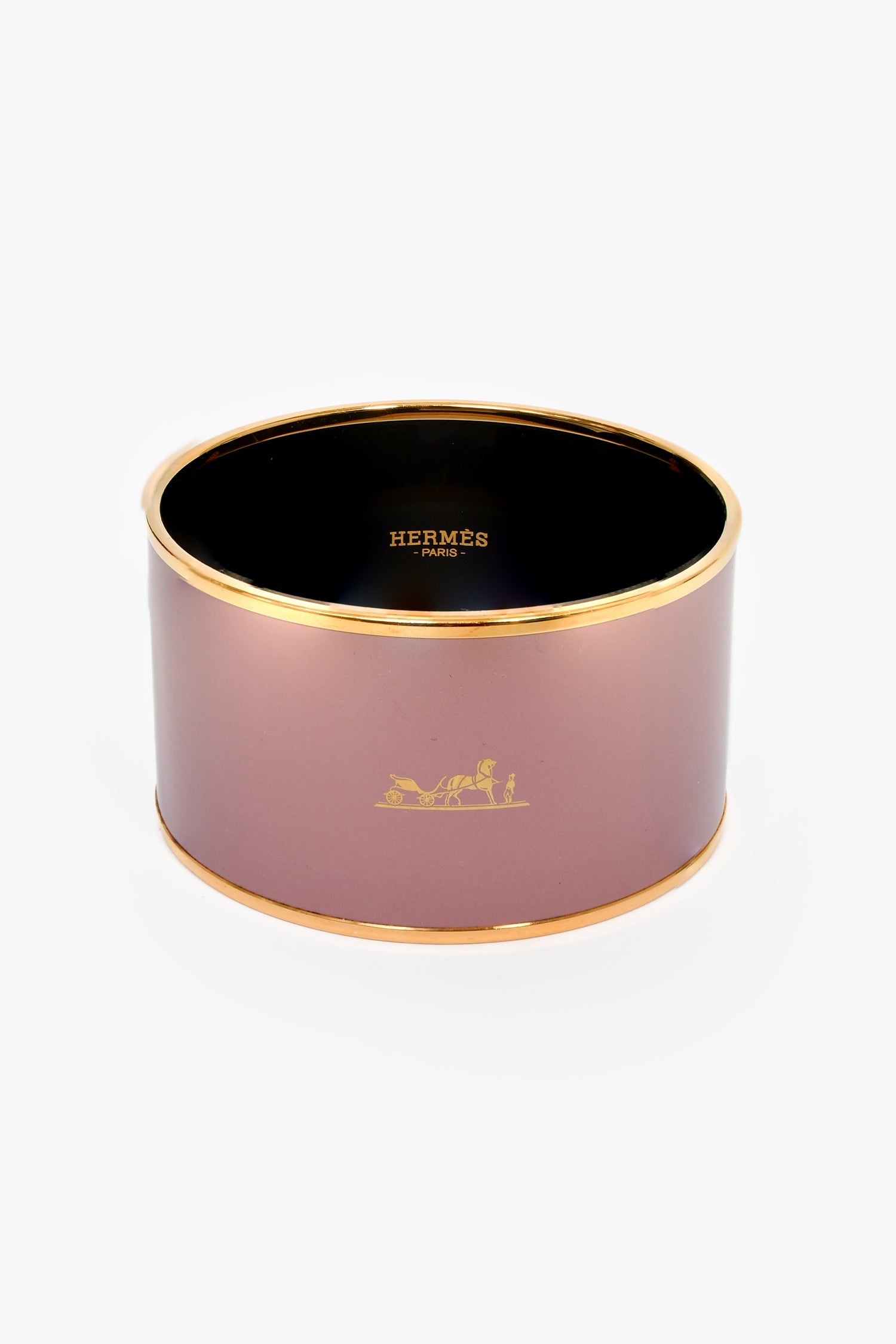 Hermès Mauve/Gold Toned Enamel Extra Wide Bangle