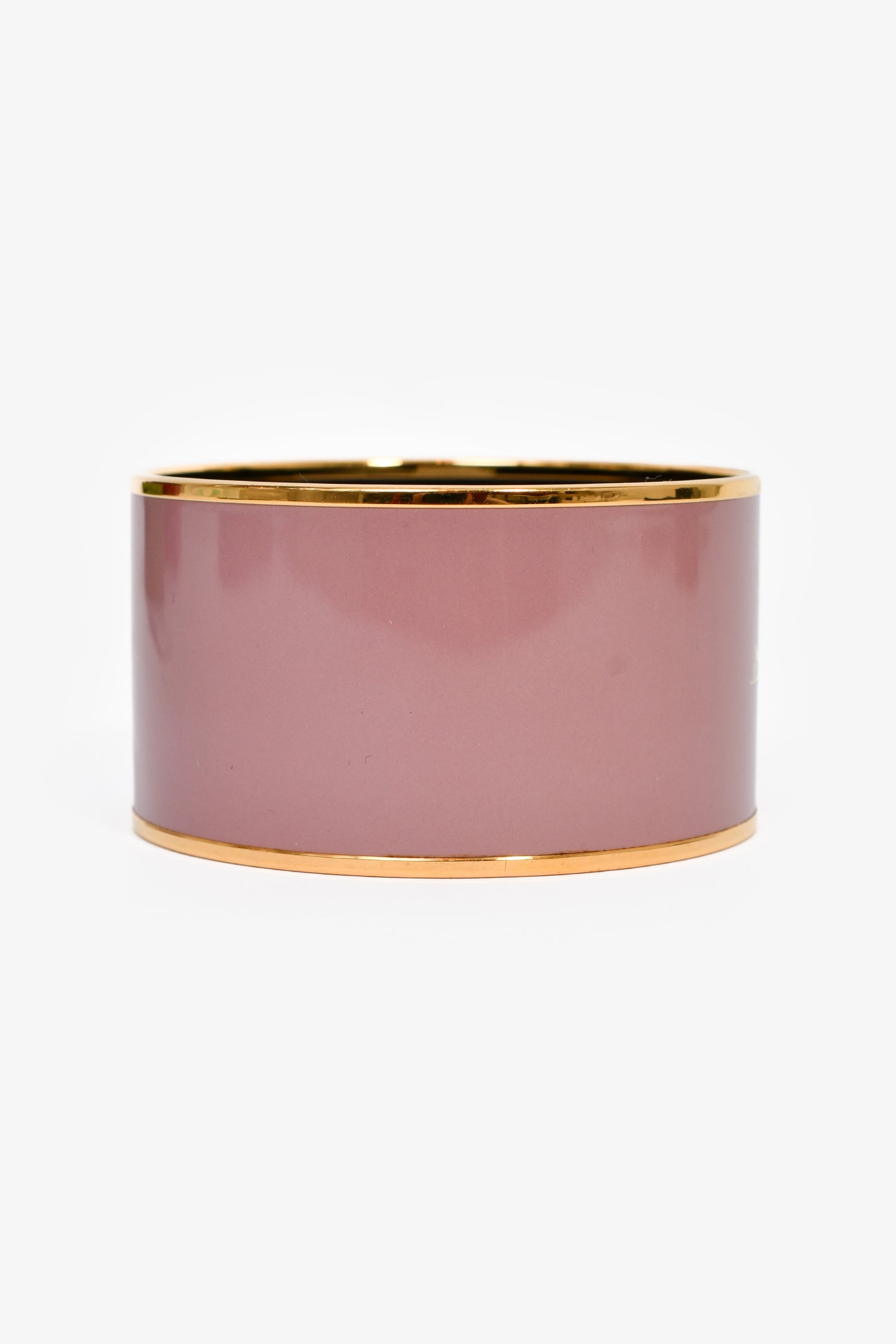 Hermès Mauve/Gold Toned Enamel Extra Wide Bangle