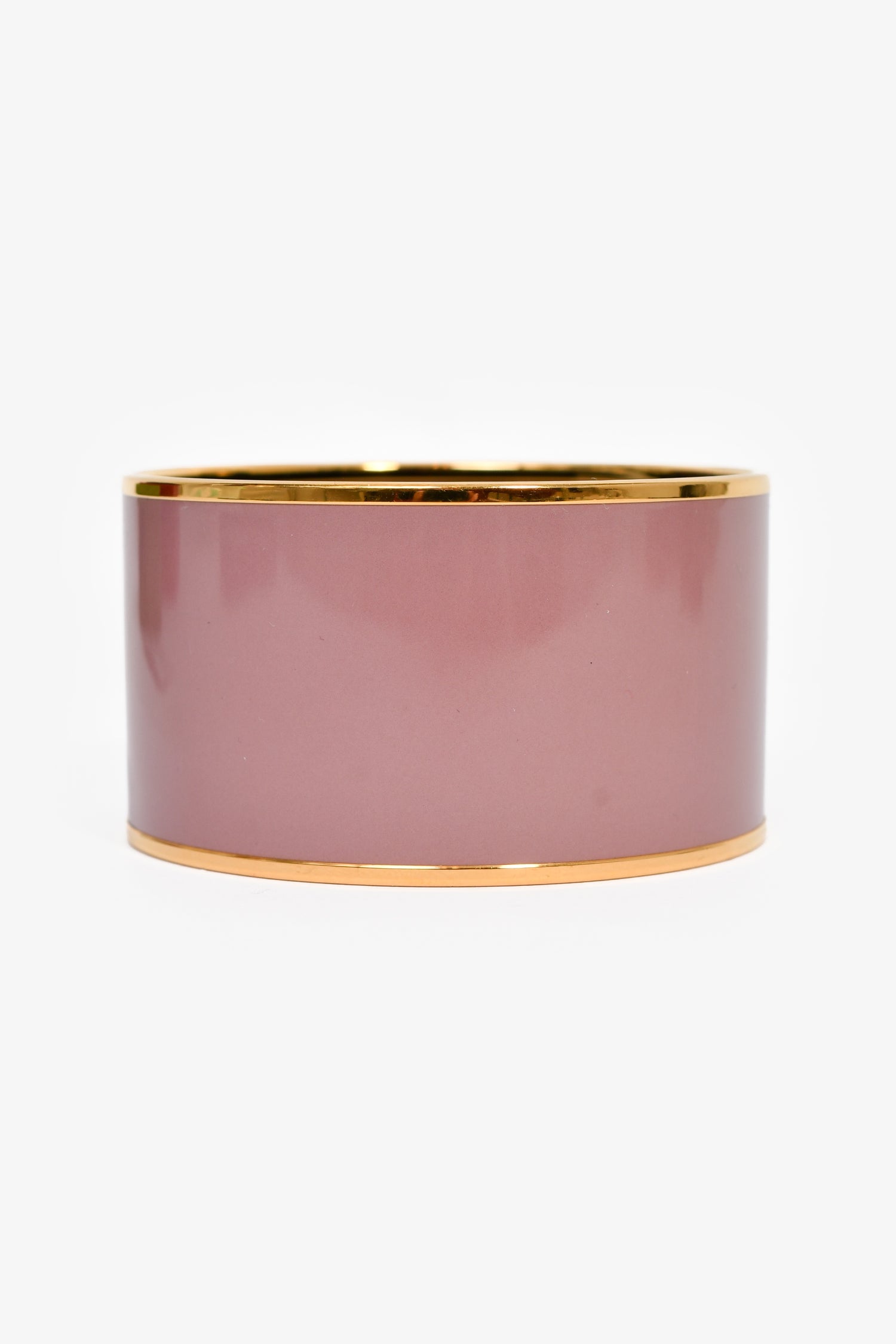 Hermès Mauve/Gold Toned Enamel Extra Wide Bangle