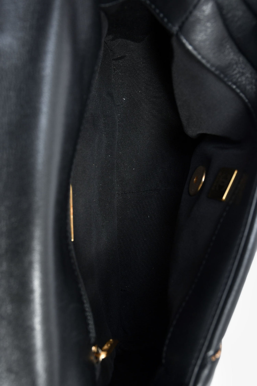 Pre-Loved Chanel™ Black Lambskin/Quilted Gold Chain Small 19 Bag