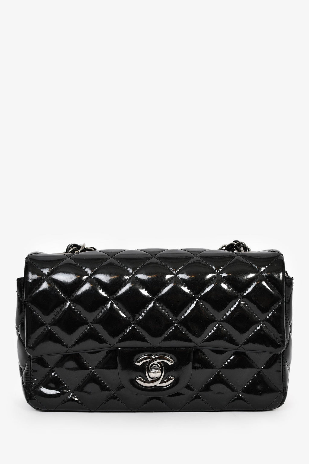 Pre-Loved Chanel™ 2014 Black Quilted Patent Leather Mini Flap