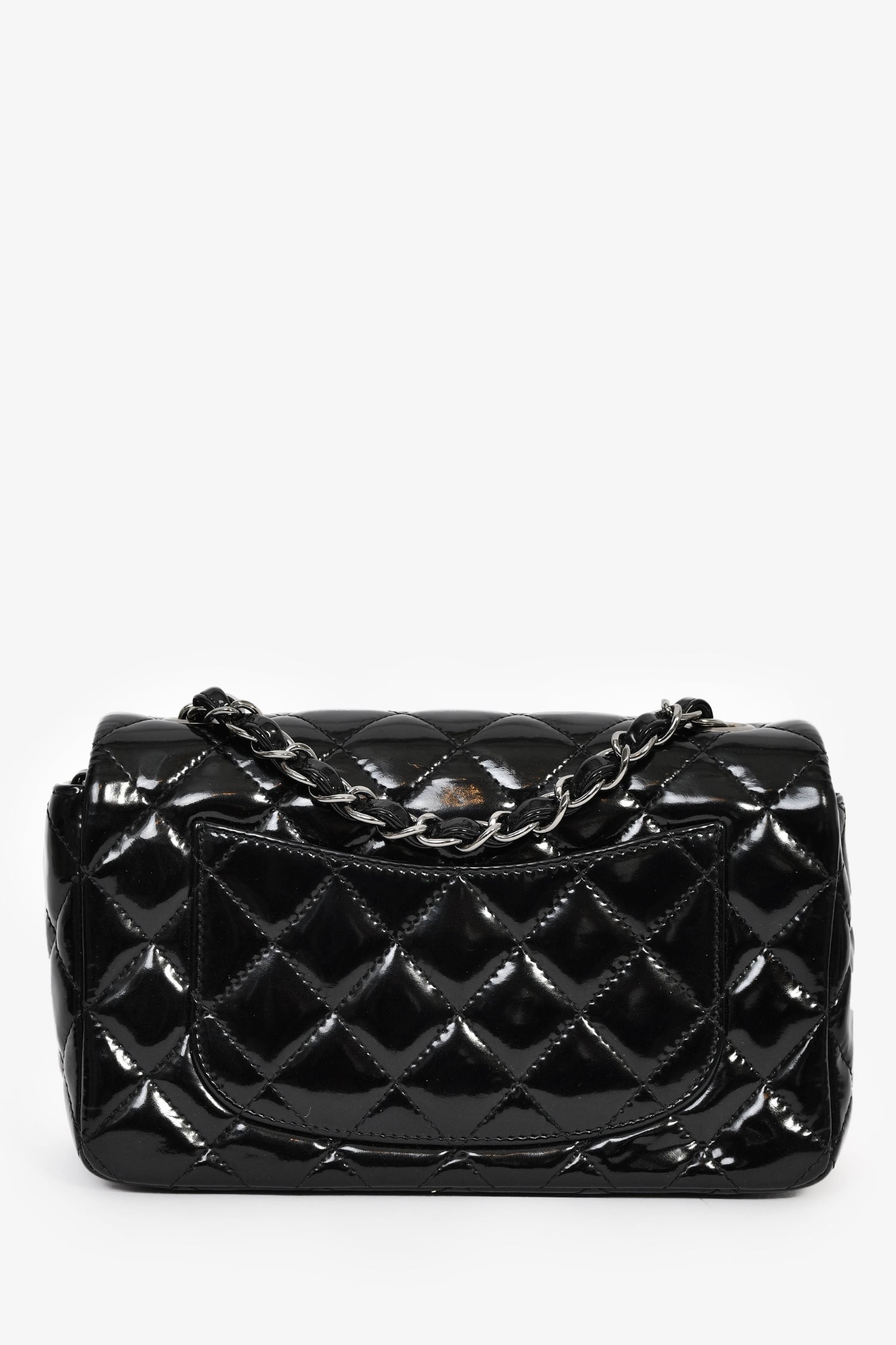 Pre-Loved Chanel™ 2014 Black Quilted Patent Leather Mini Flap