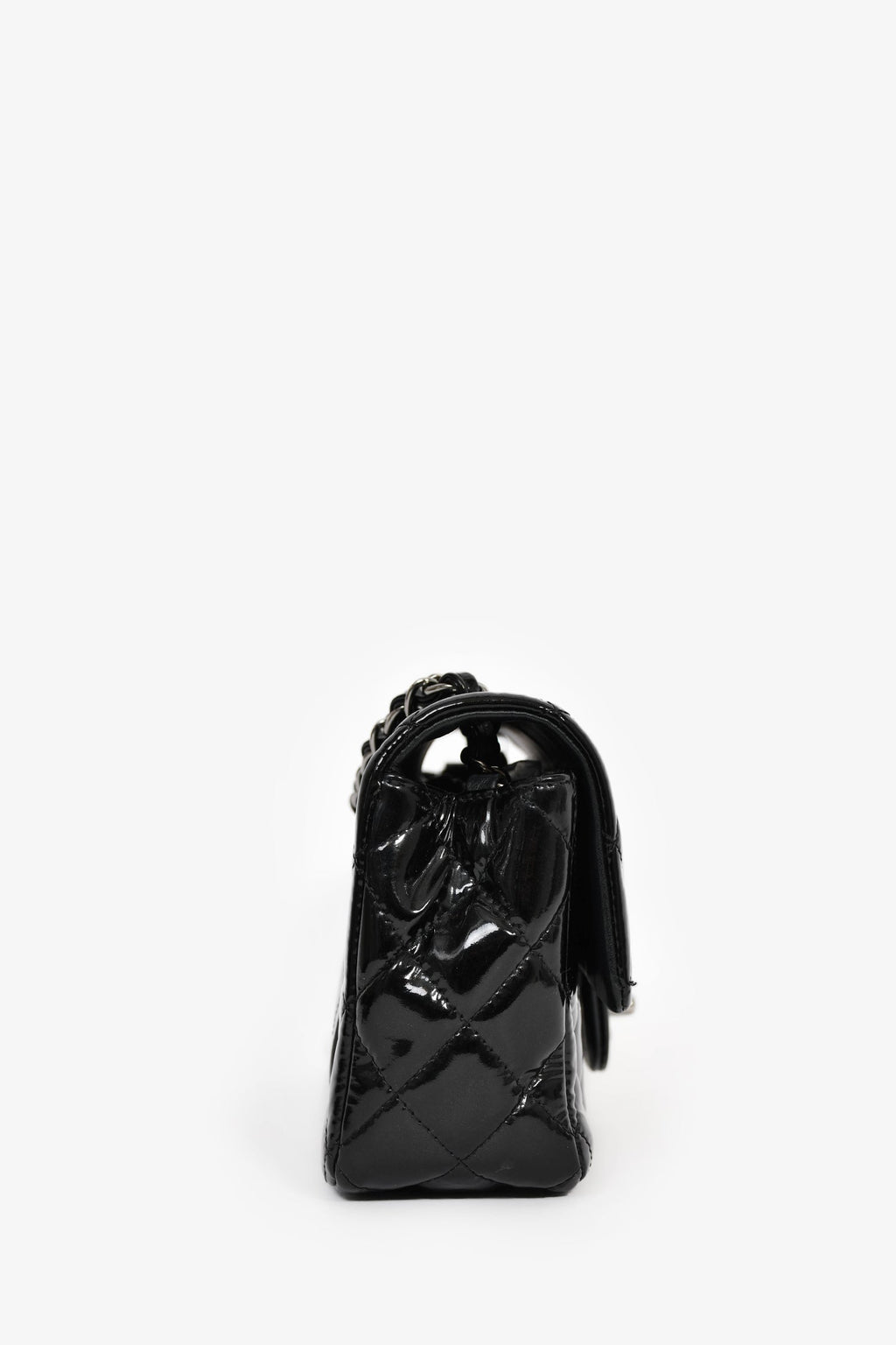 Pre-Loved Chanel™ 2014 Black Quilted Patent Leather Mini Flap