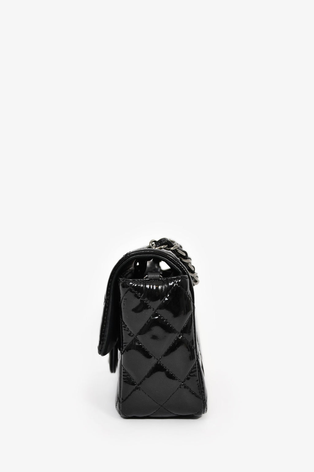 Pre-Loved Chanel™ 2014 Black Quilted Patent Leather Mini Flap